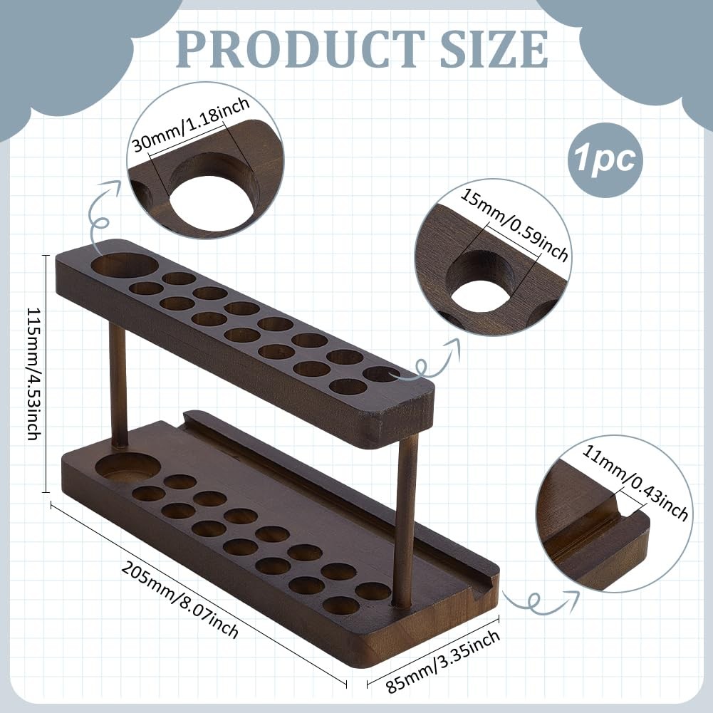 Pencil & Pen Holder for Desk Pine Wood Pen Display Stand with 15 Slots and Ce…