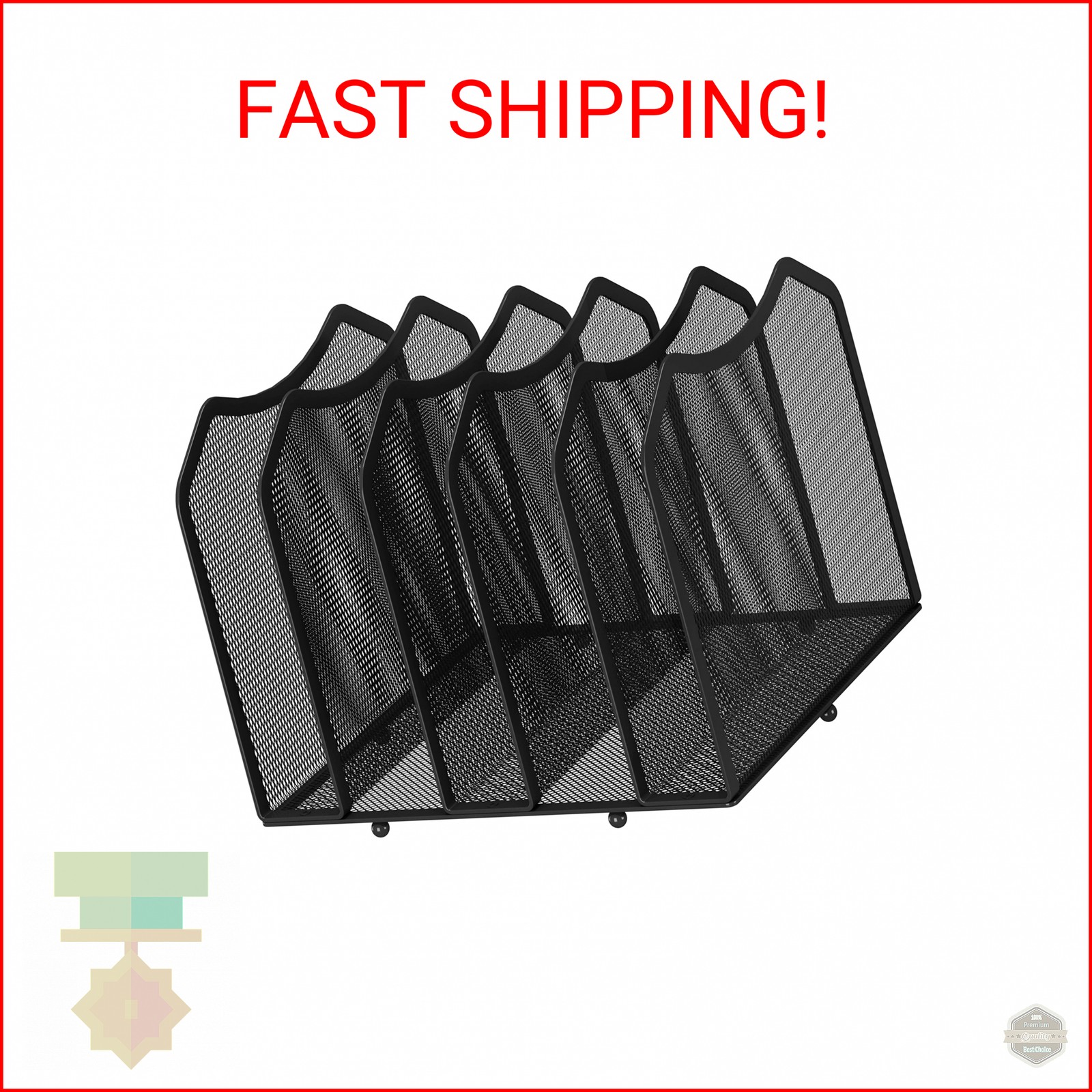 Simple Trending Mesh Desktop File Sorter Organizer, 5-Section Bookshelf for Desk
