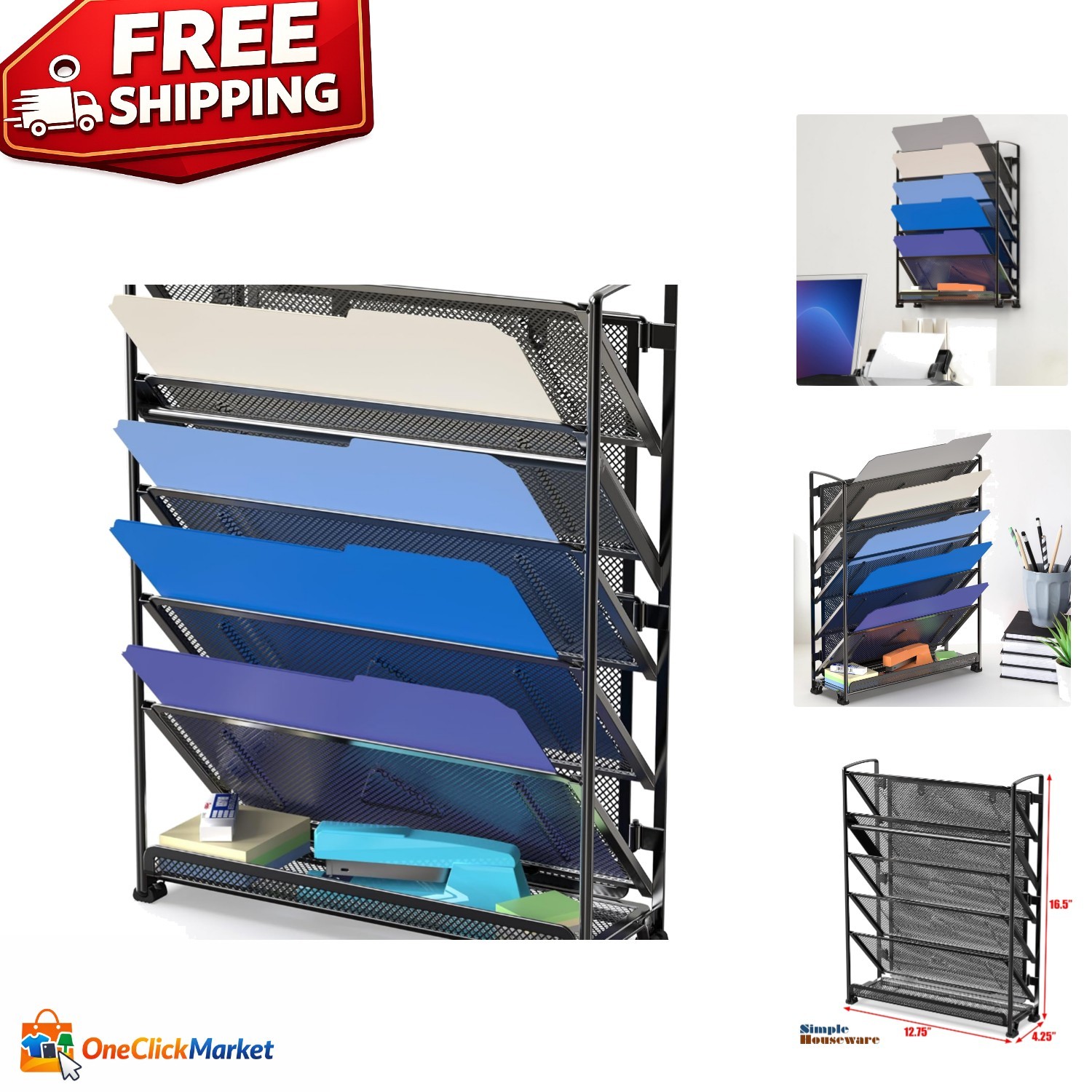 Durable Alloy Steel 6-Tier Wall Mount Letter Tray – Home Office Must-Have
