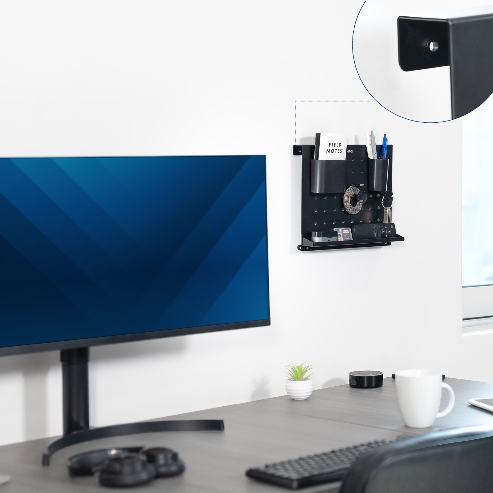 VIVO Black 12 x 10 inch Freestanding Pegboard Desk Organizer