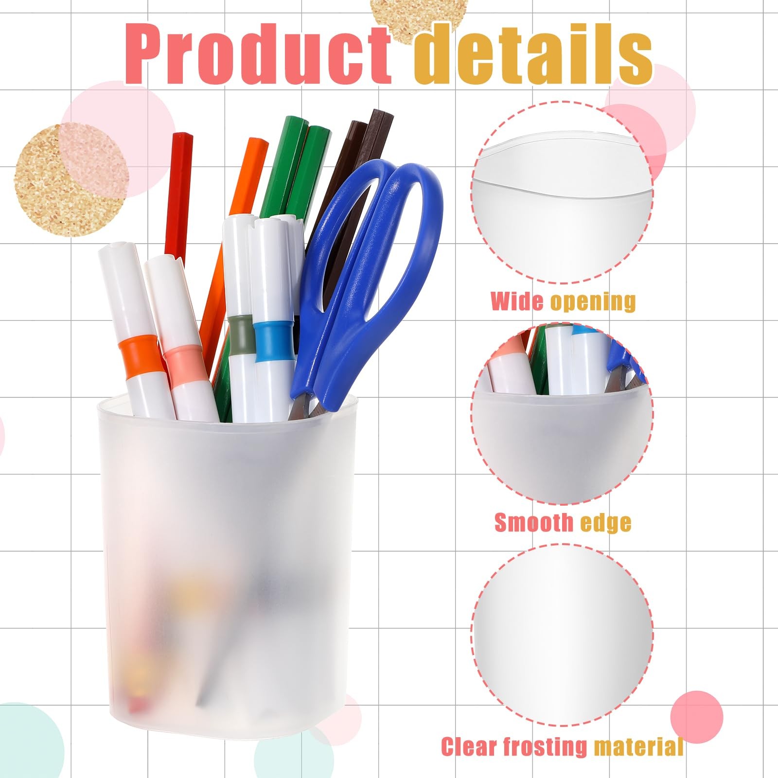 24 Pack Translucent Pen Holder Pencil Cups for Desk Organizers and Storage St…
