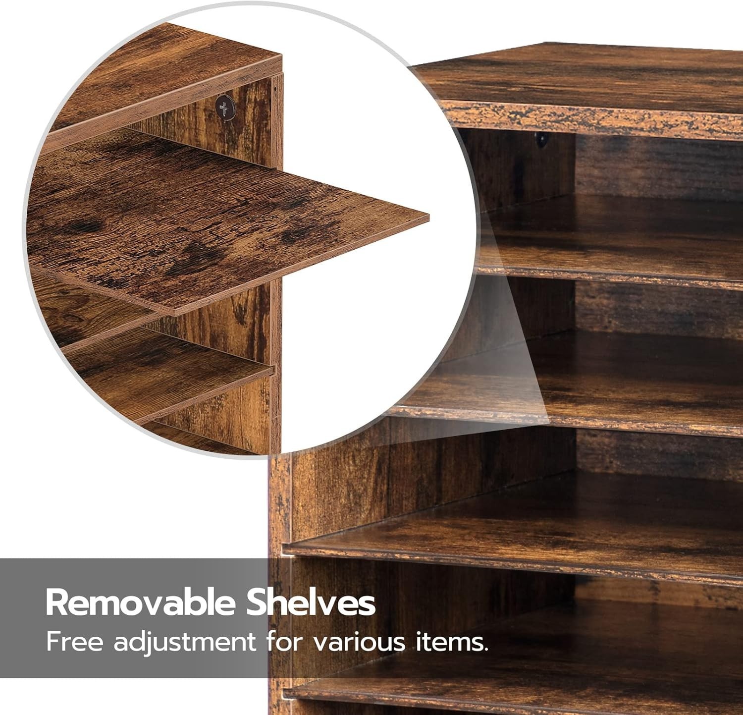 NEW 12 Compartment Wood Literature Organizer Mail Sorter Rustic Brown