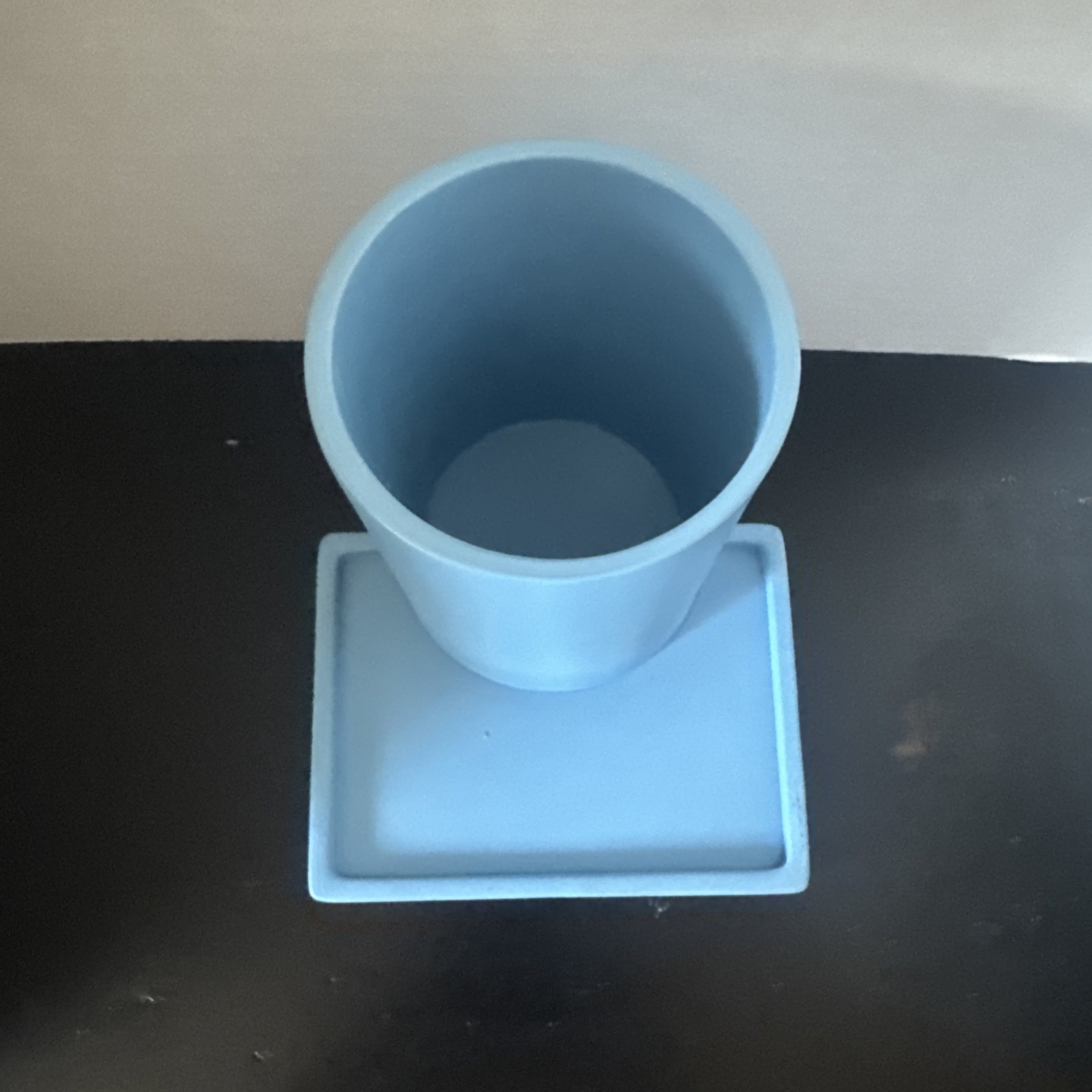Ashland Spring Pen Cup w/ Tray Base, Solid Matte Modern Organizer Blue