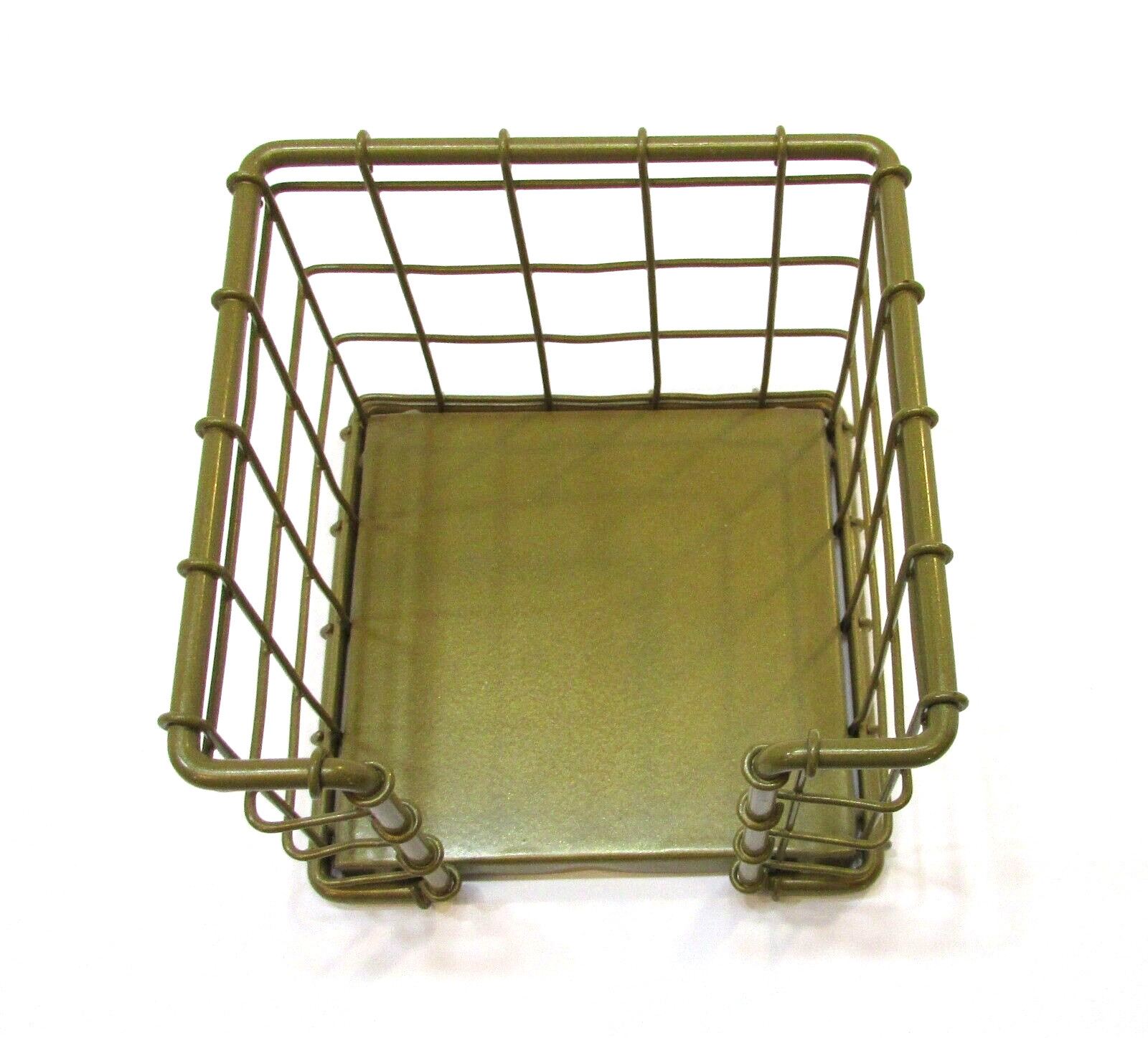 New Goldtone Steel Wire Mesh Fence Desktop Notepad Holder 4″ Note Paper Caddy