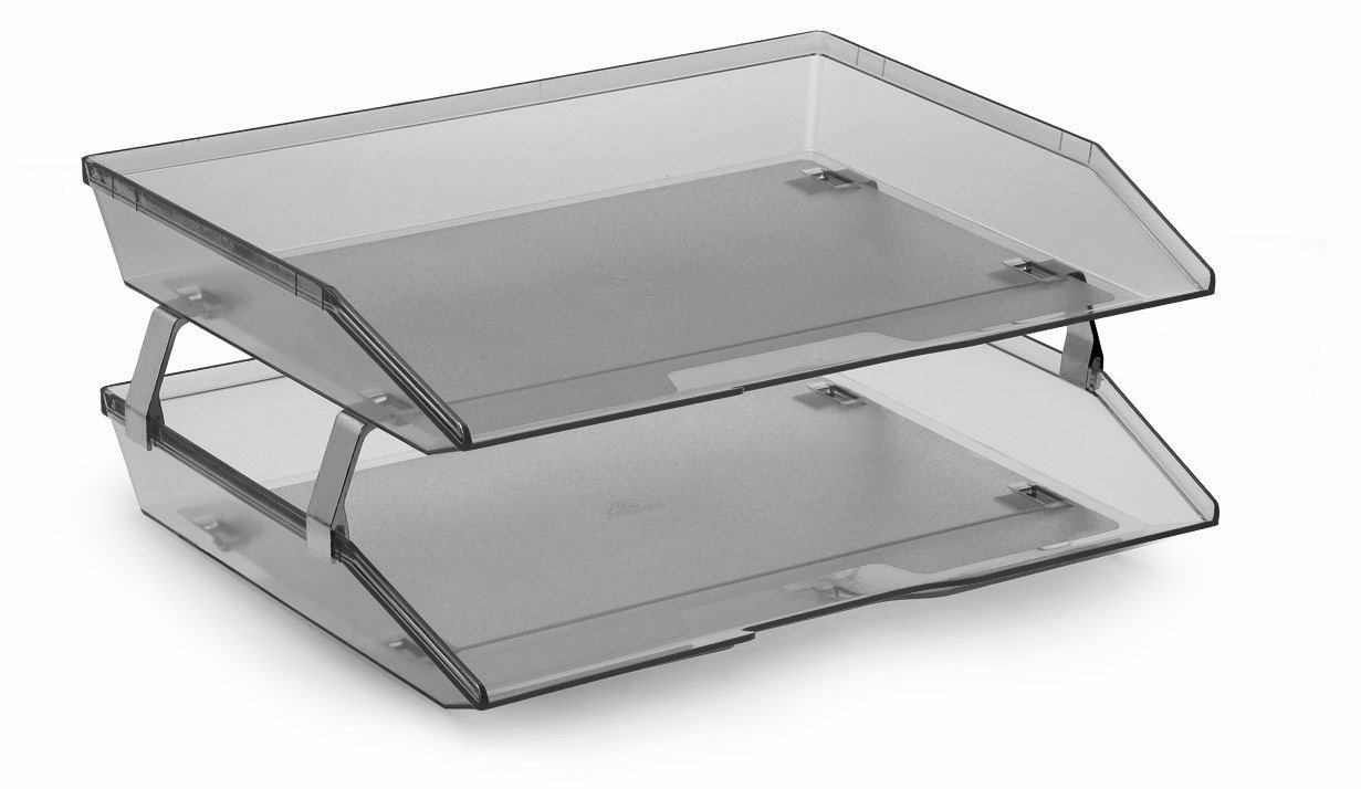 Acrimet Facility 2 Tiers Double Letter Tray Smoke Color