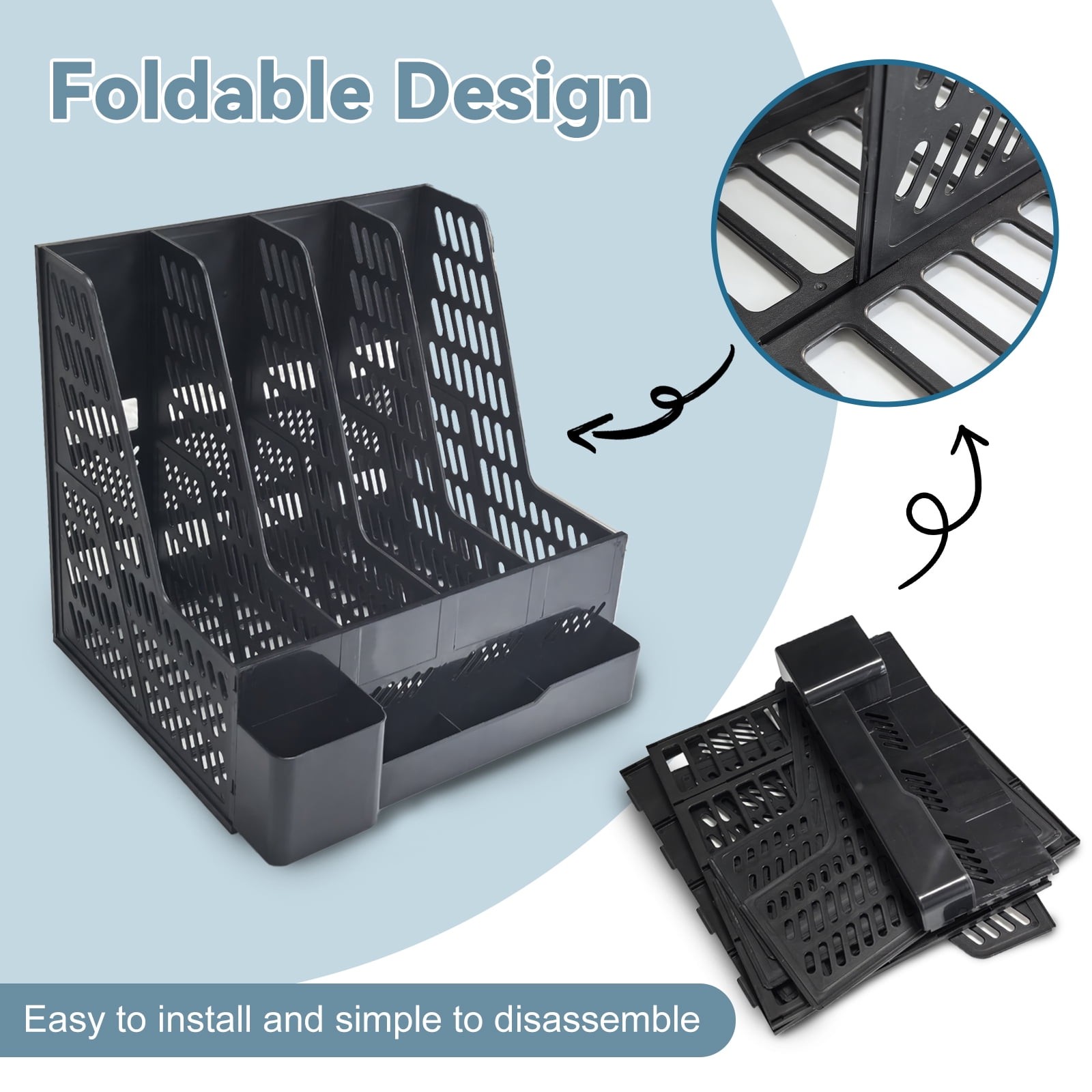 2 Pack Desk Organizers and Accessories with File Holder, 4-Tier Desk Accessories