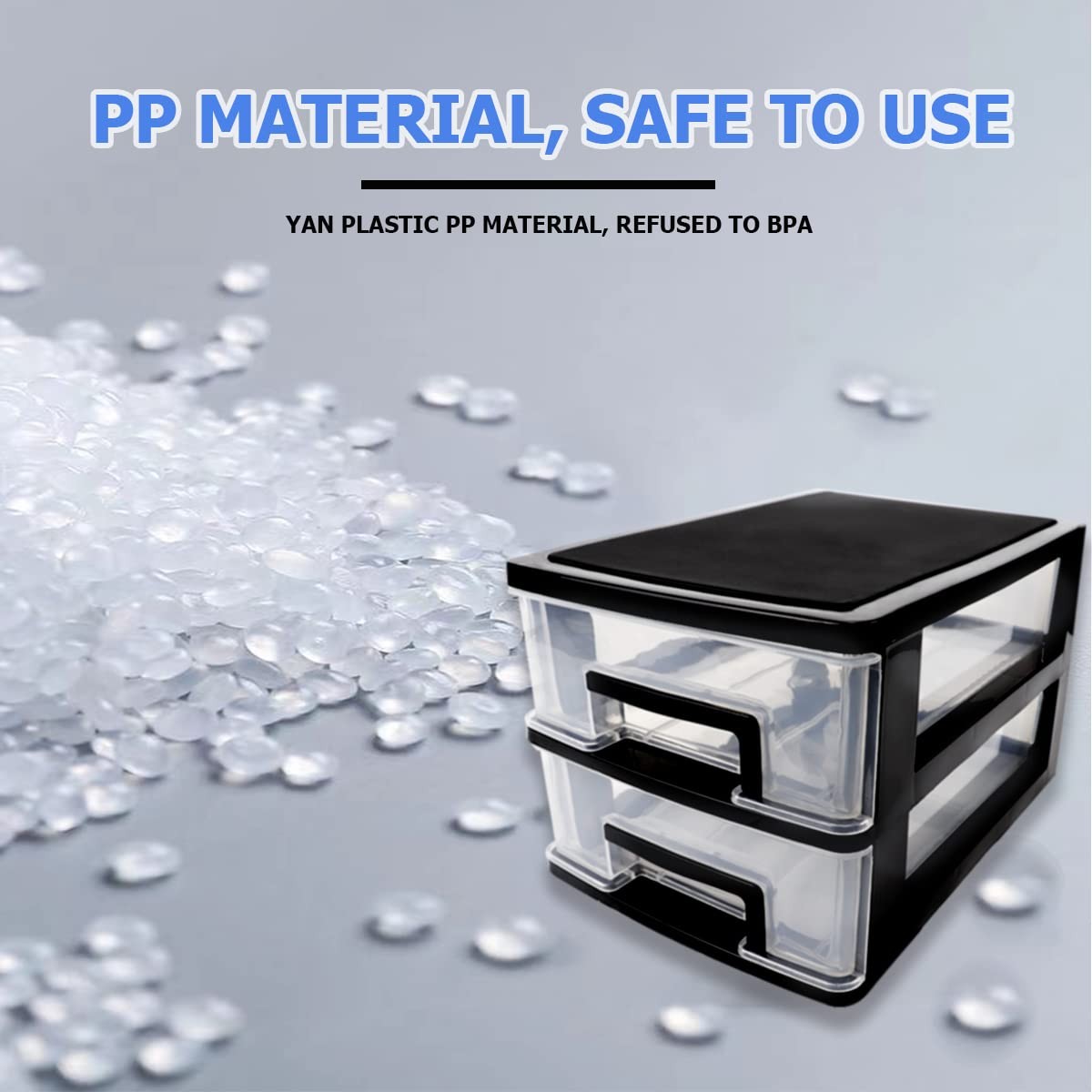 2 Tier Plastic Drawer Organizer Storage Box for Desk, Size 1, black