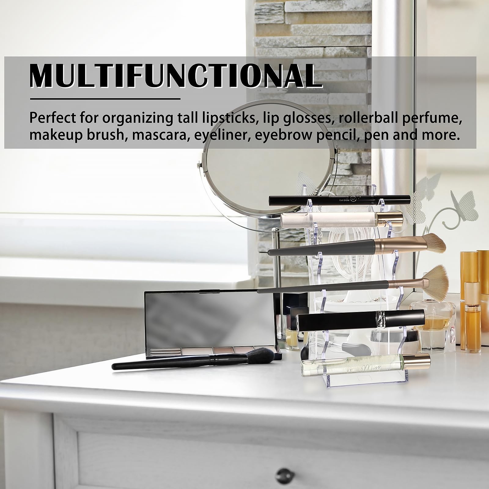 ELLDOO 2 Pack Rollerball Perfume Organizer, 6 Slots Clear Acrylic