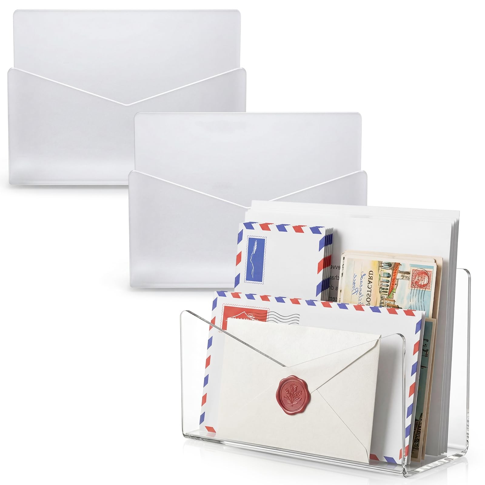 3 Pcs Acrylic Letter Organizer Countertop 6 x 2.5 x 4 Inches Clear Postcard H…