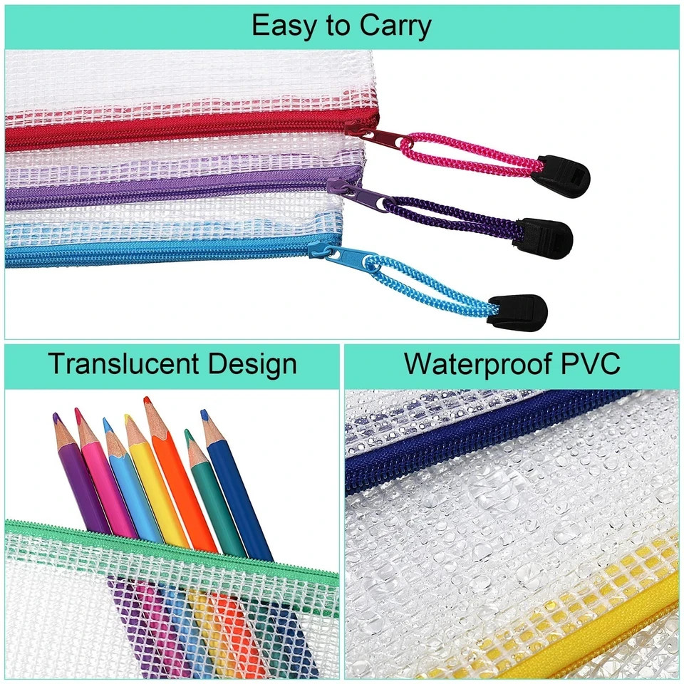 100 Pack Pencil Pouch Bulk Mesh Zipper Pencil Cases 9.5” x 4.5” Small Clear…