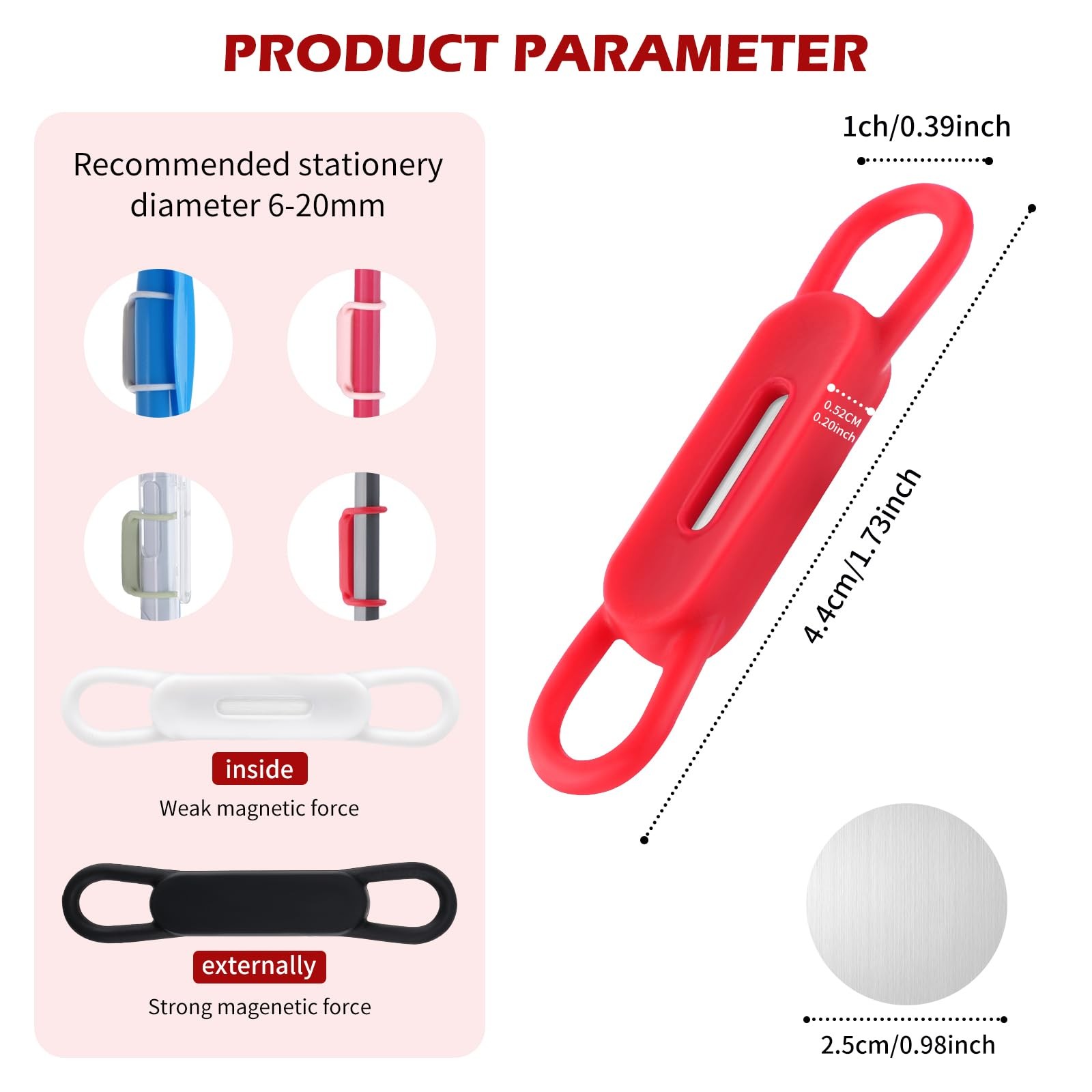 24 Pack Magnetic Pen Holder for Refrigerator- Silicone Magnetic Pencil magnet…