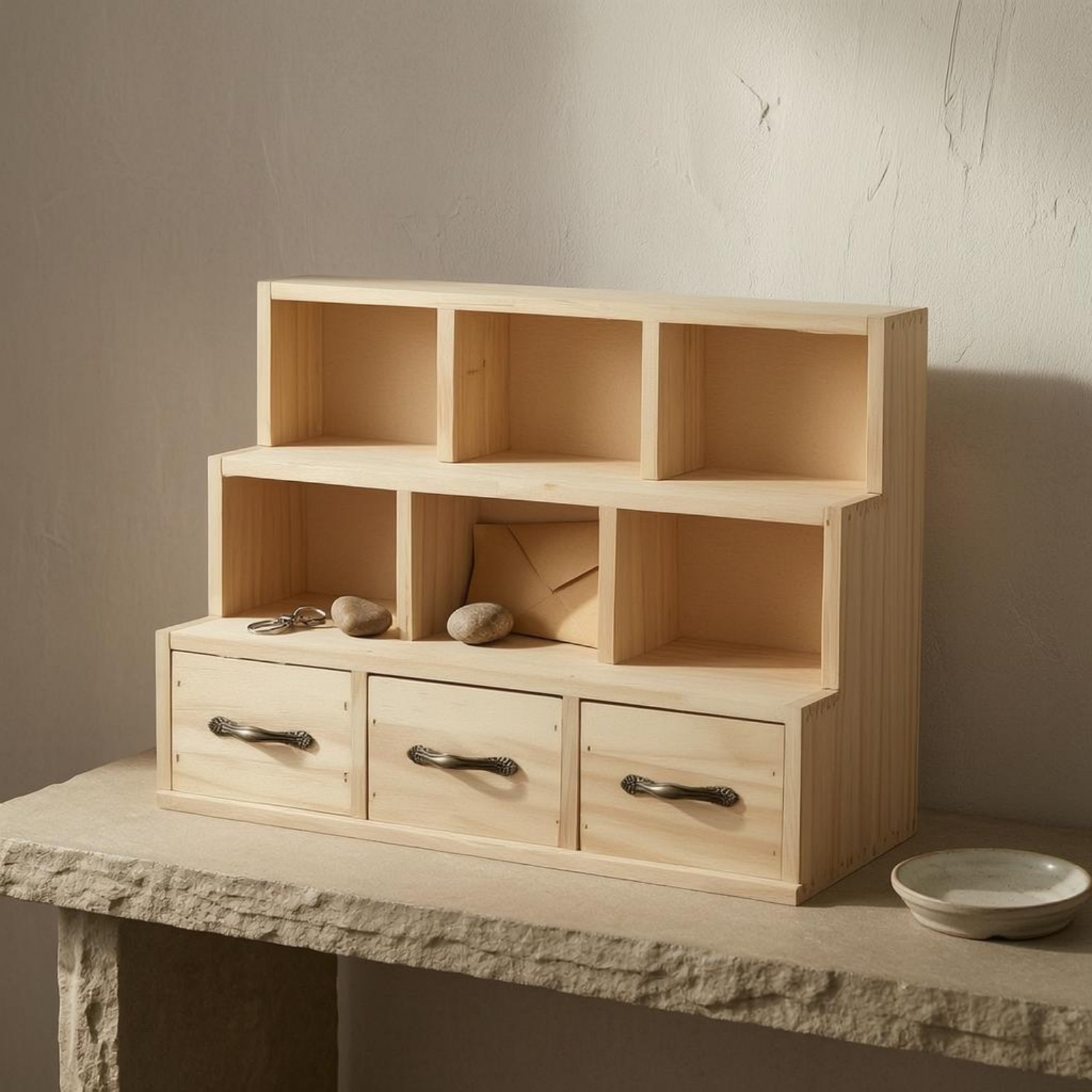 Wooden Desktop Cabinet Space Saving Desktop Storage Cabinet Sleek Texture