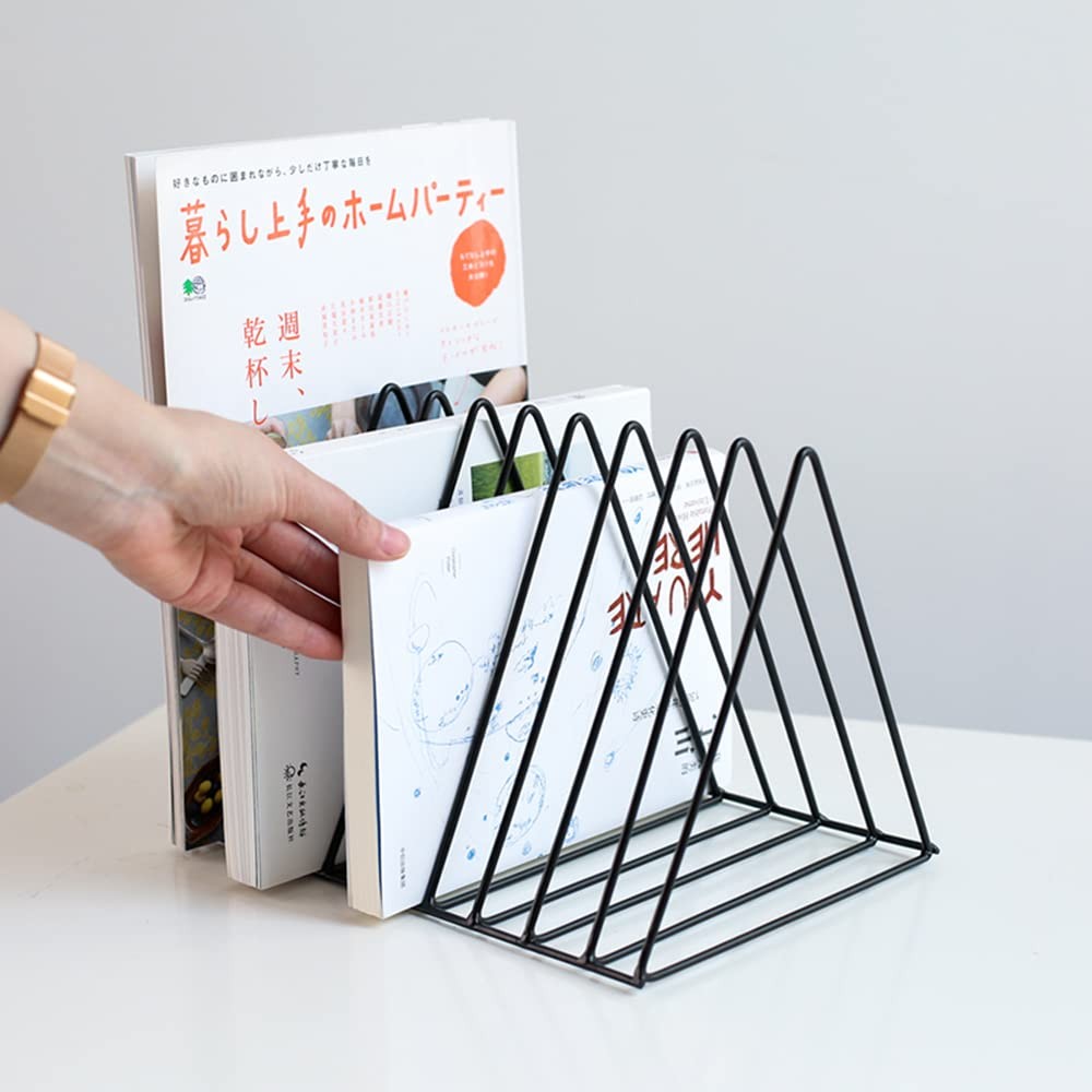 Black 9 Slot Triangle Magazine Holder Desktop File Sorter Bookshelf Decor