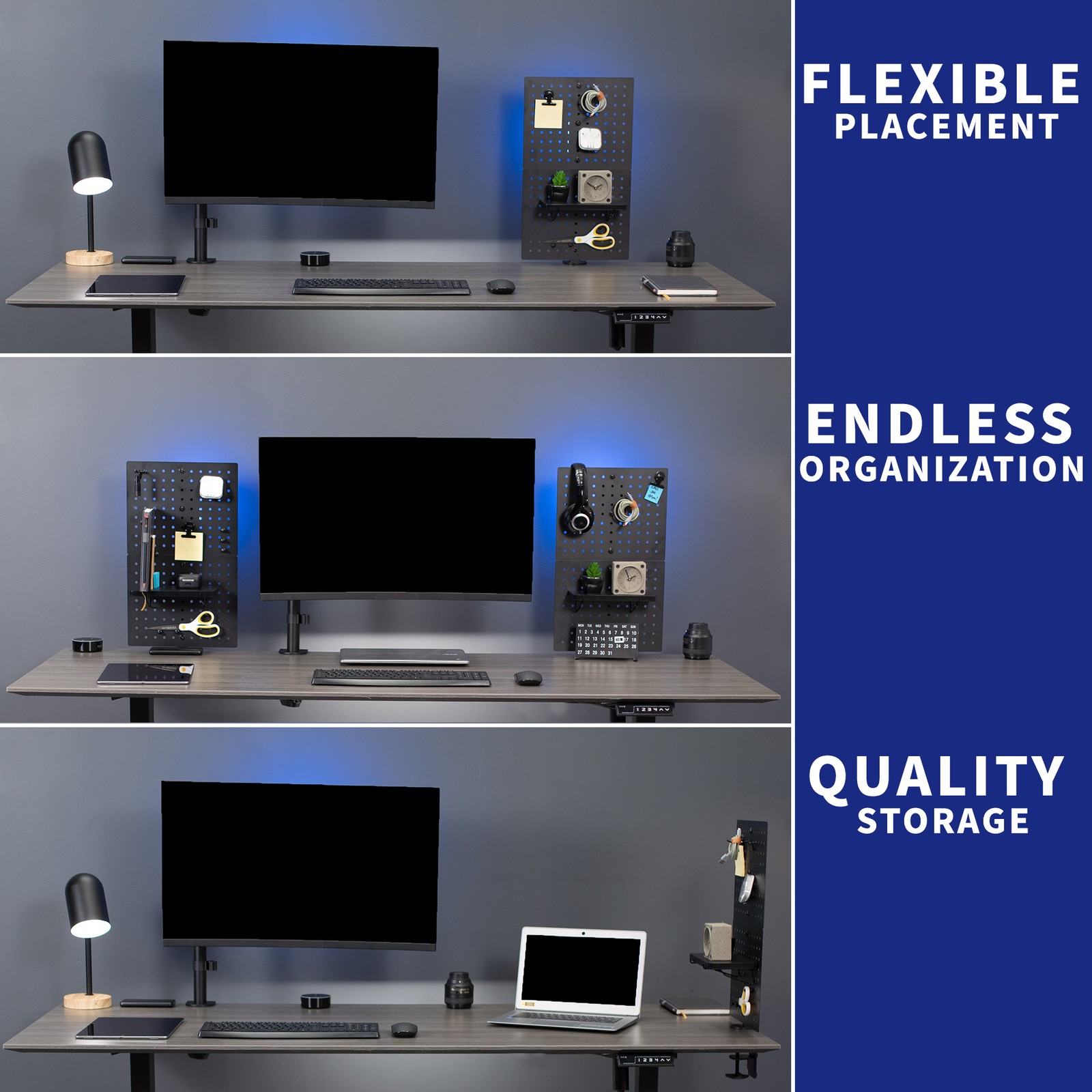 VIVO Steel Clamp-on 20″ x 24″ Desktop Pegboard (x2), Magnetic Privacy Panel