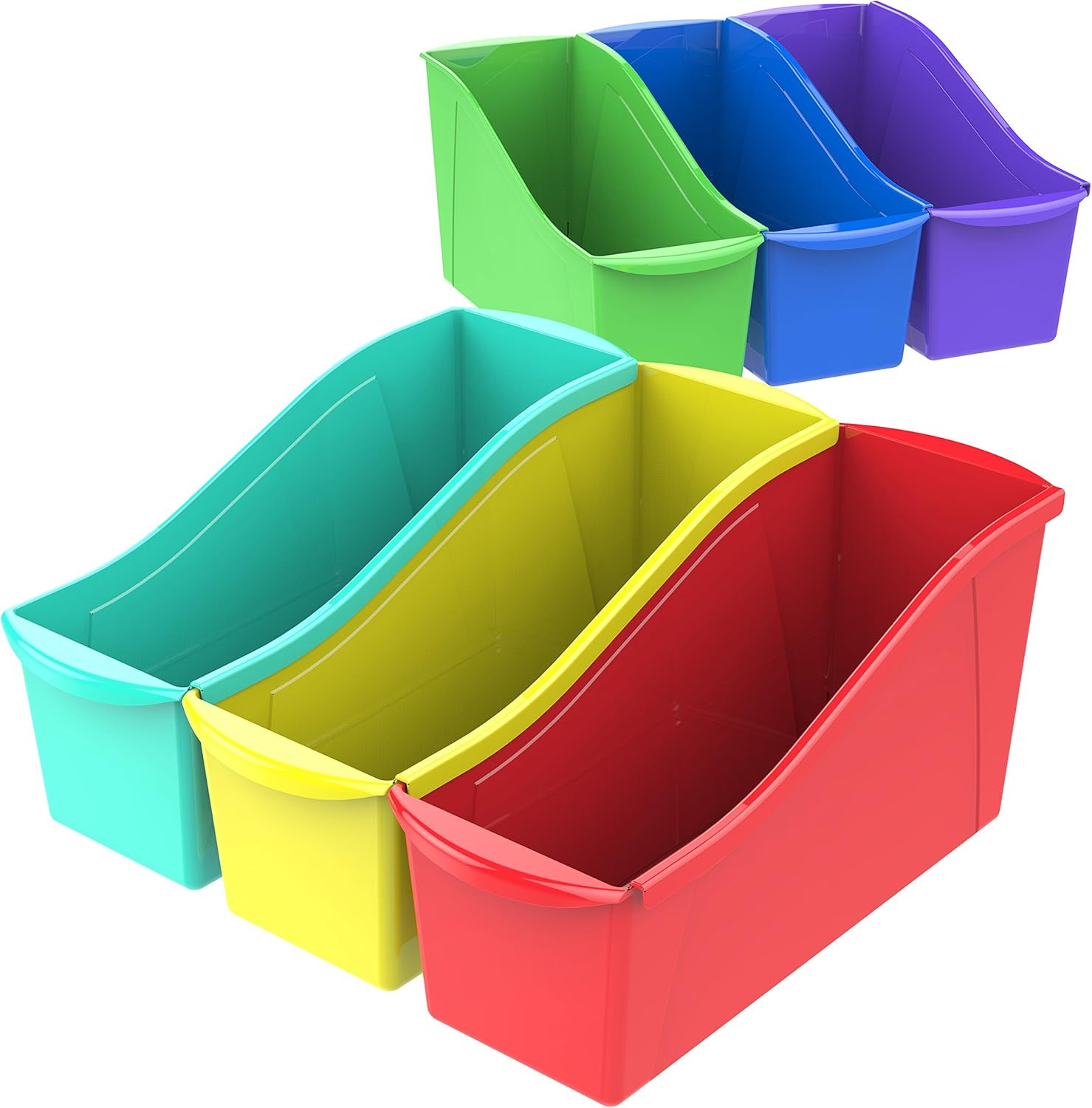 Large Book Bin, Interlocking Plastic Organizer for Home, Office and Classroom, A