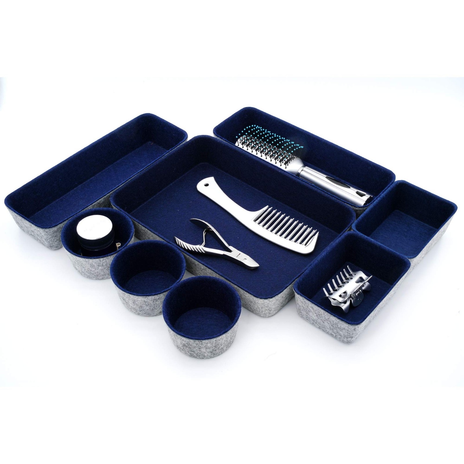 8-piece office desk drawer organizers trays felt small Storage bins shallow b…
