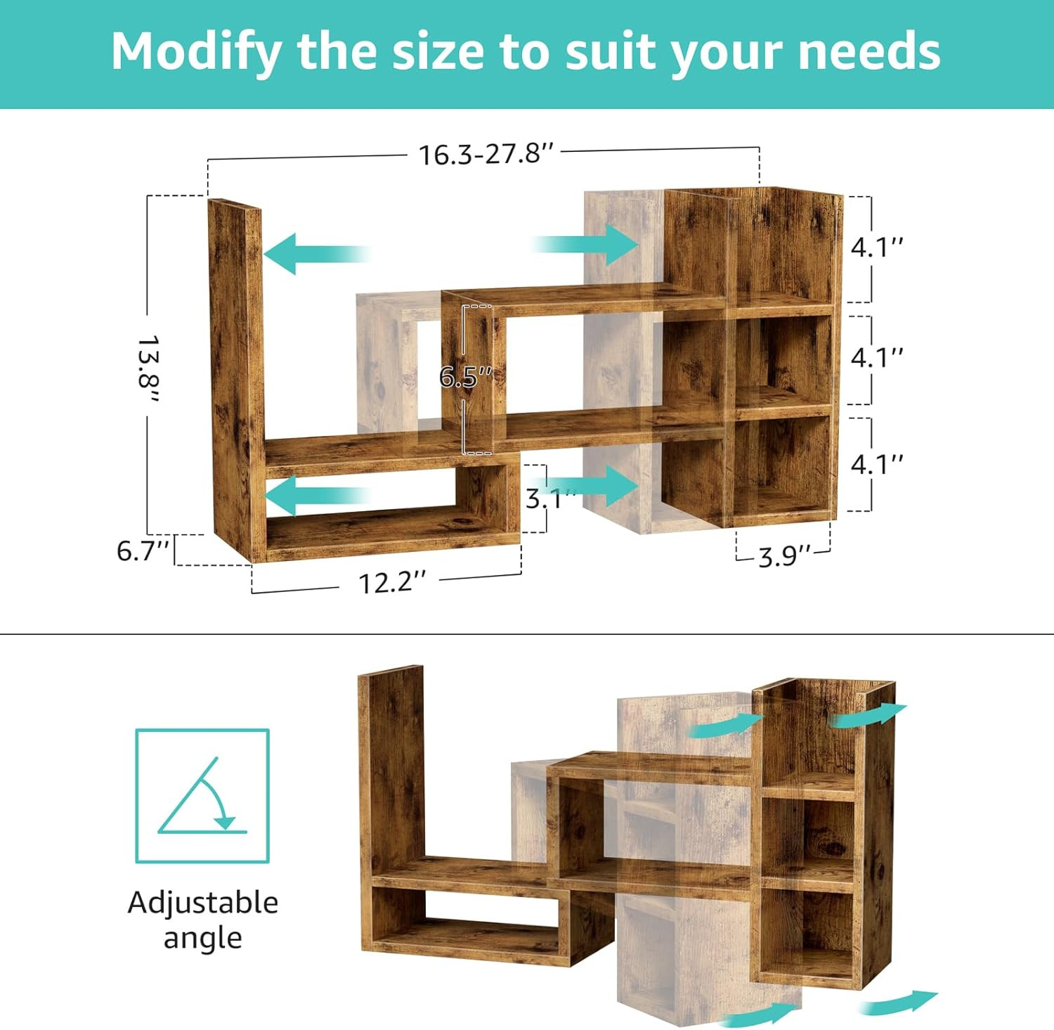 Desk Shelves Desktop Organizer Shlef – Rustic Office Organization for Top of Des