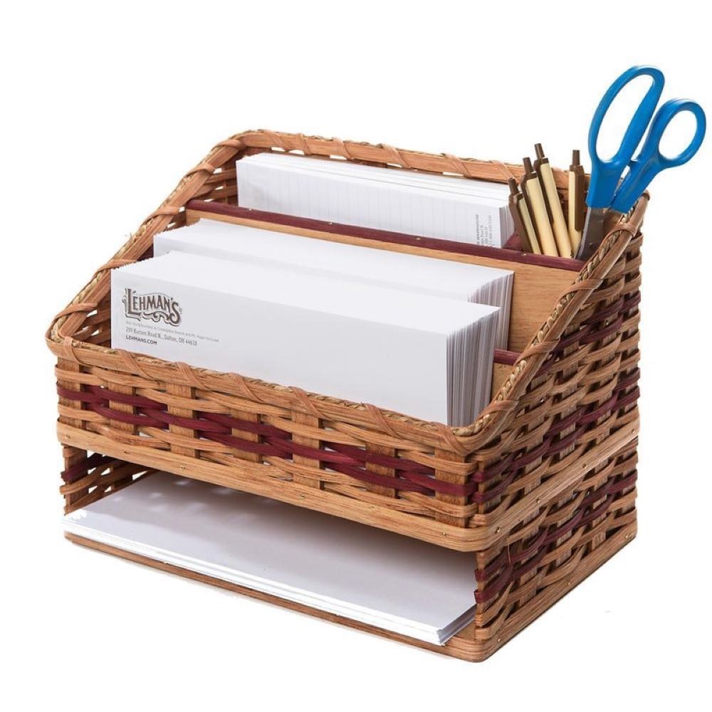 Bear Hollow Desk Organizer Basket Amish Made Desk Organizer Woven 5 Sections