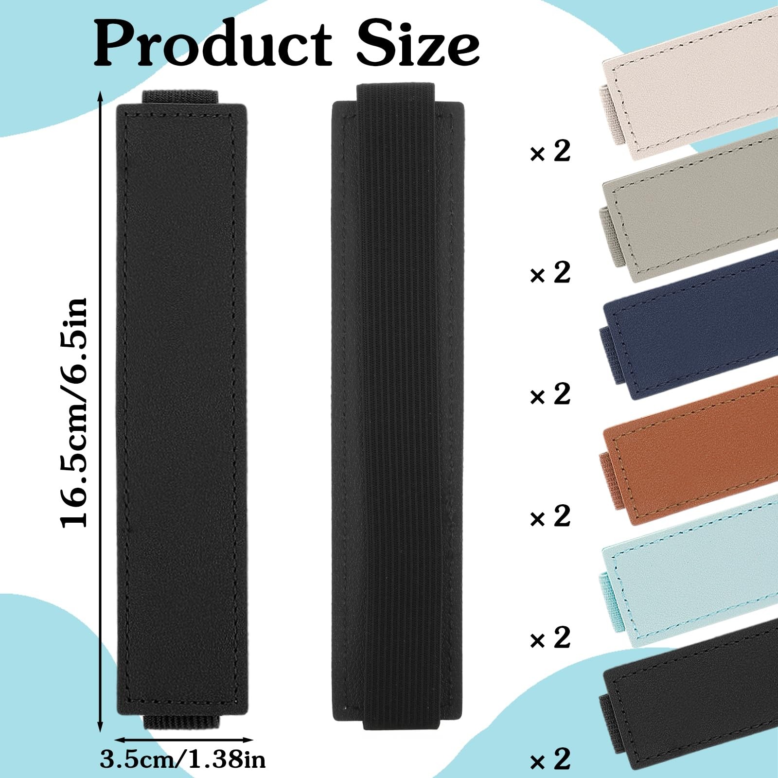 12 PCS Elastic Pen Holder for Notebook, Adjustable Band Pen Holder PU Leather…