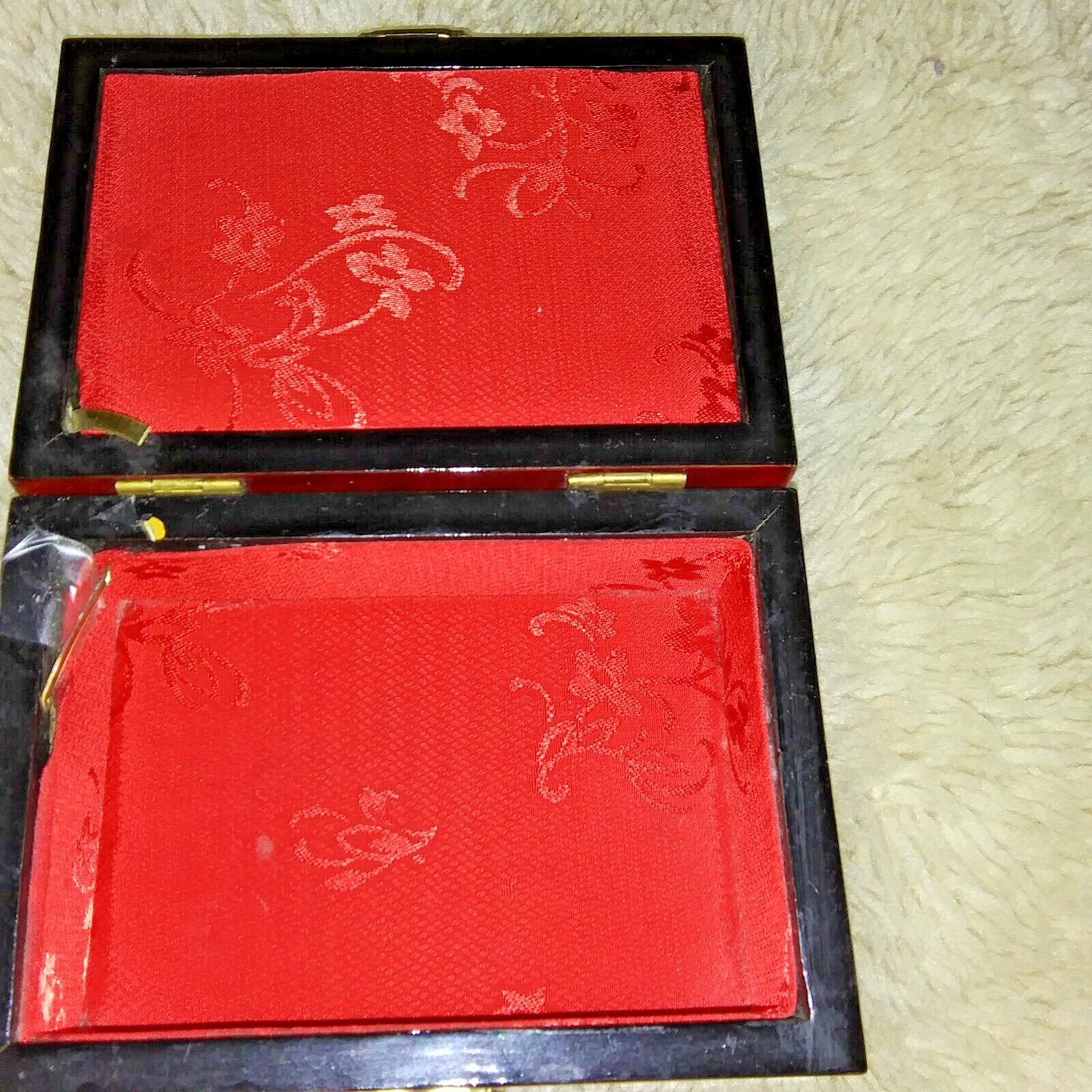 VTG San You Lacquered Oriental Pagoda Diorama Hand Carved Cork Art Jewelry Box
