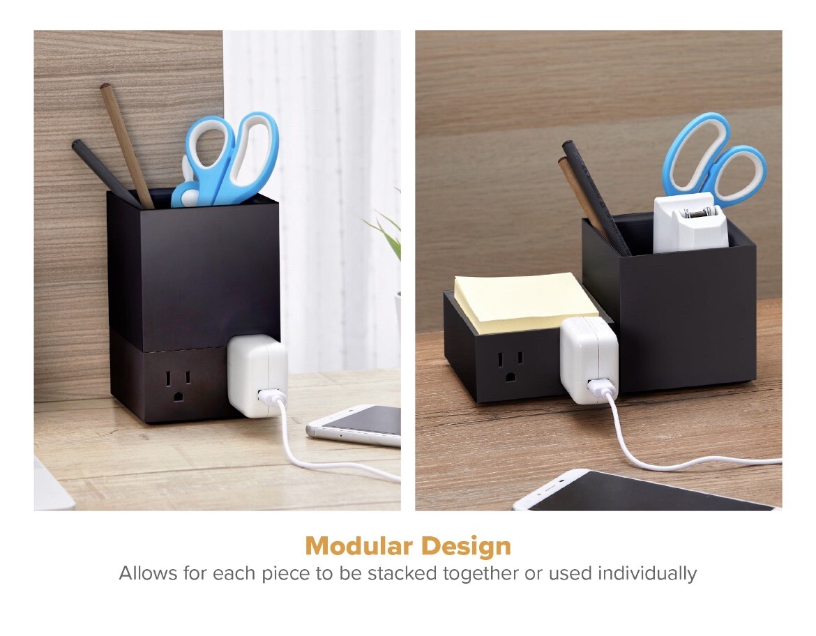 Bostitch Konnect Power Expansion Hub Desk Organizer, Pencil Cup – Black