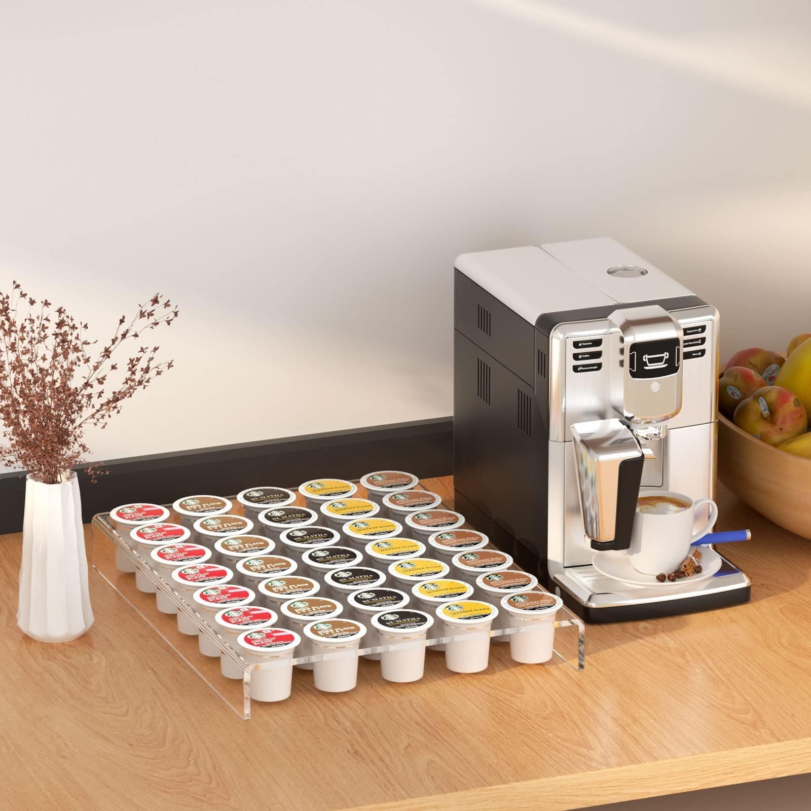 AITEE Acrylic K Cup Drawer Organizer, Clear K 35 pods (5×7),