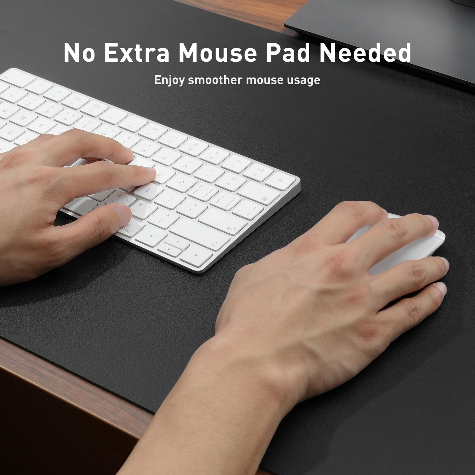 Aothia Non-Slip Waterproof PU Leather Desk Pad Protector 23.6″ x 13.7″, Black