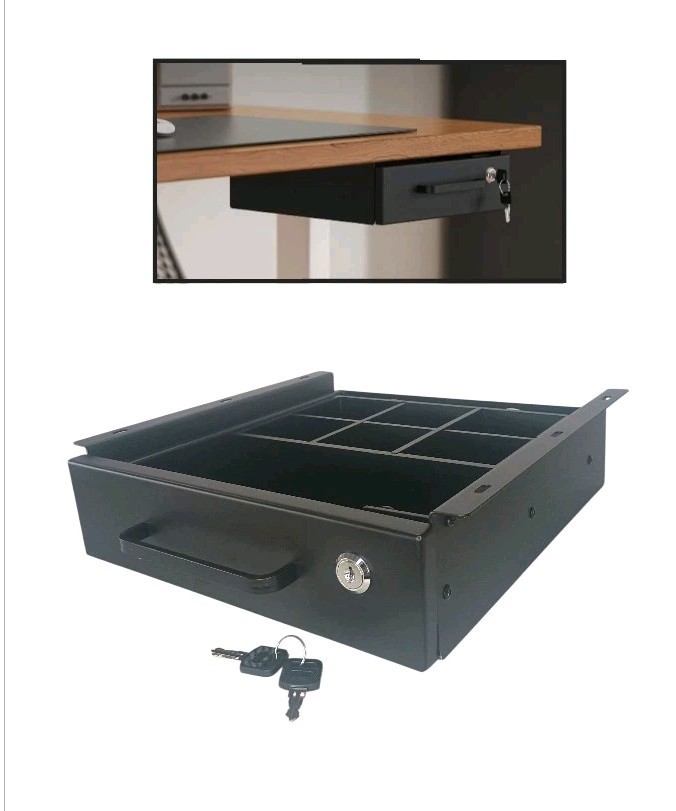 Under Desk Drawer Slide-Out – Lockable Metal Storage Drawer With Organizer Box