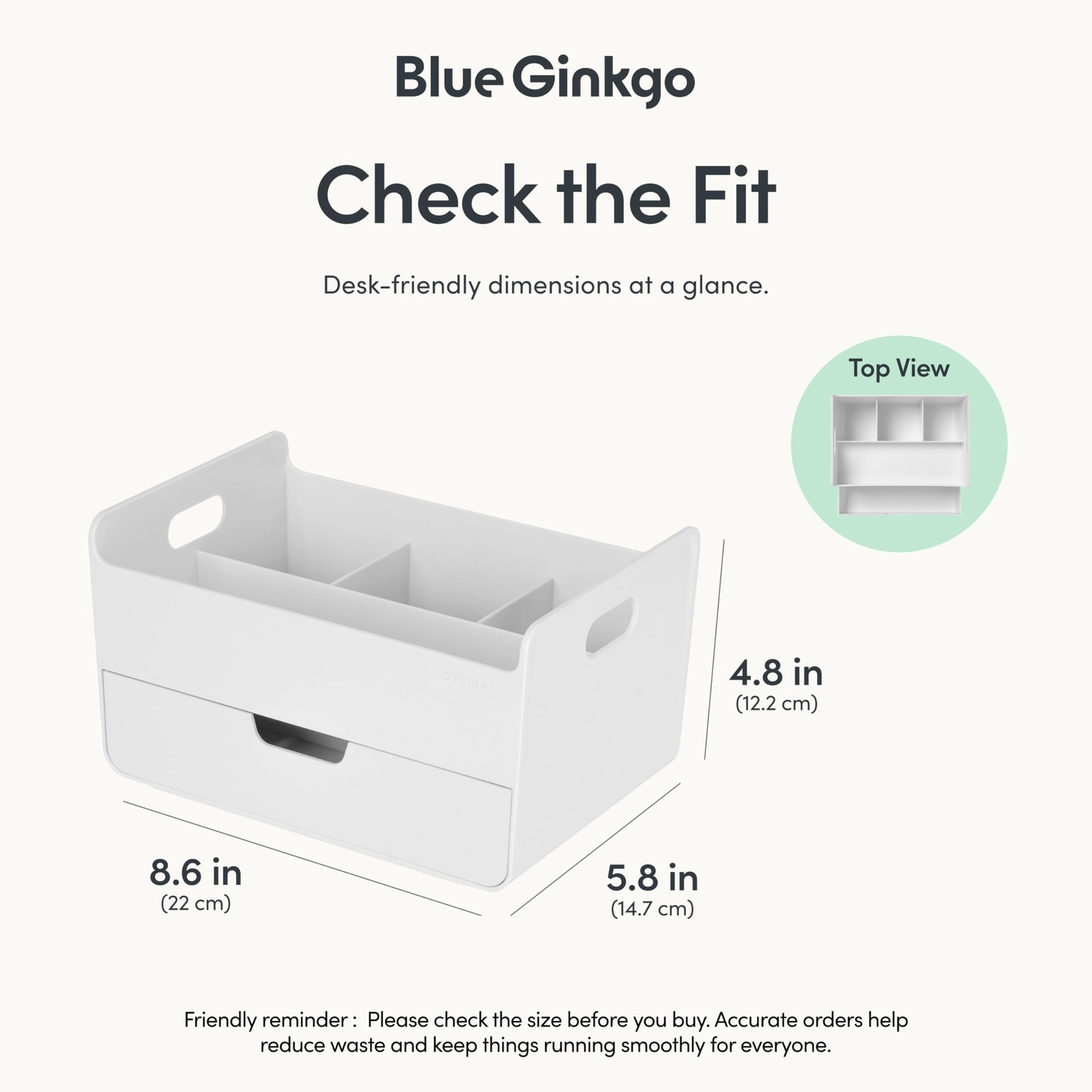 BLUE GINKGO Portable Desk Organizer – Compact 3 Compartment, Portable, WHITE
