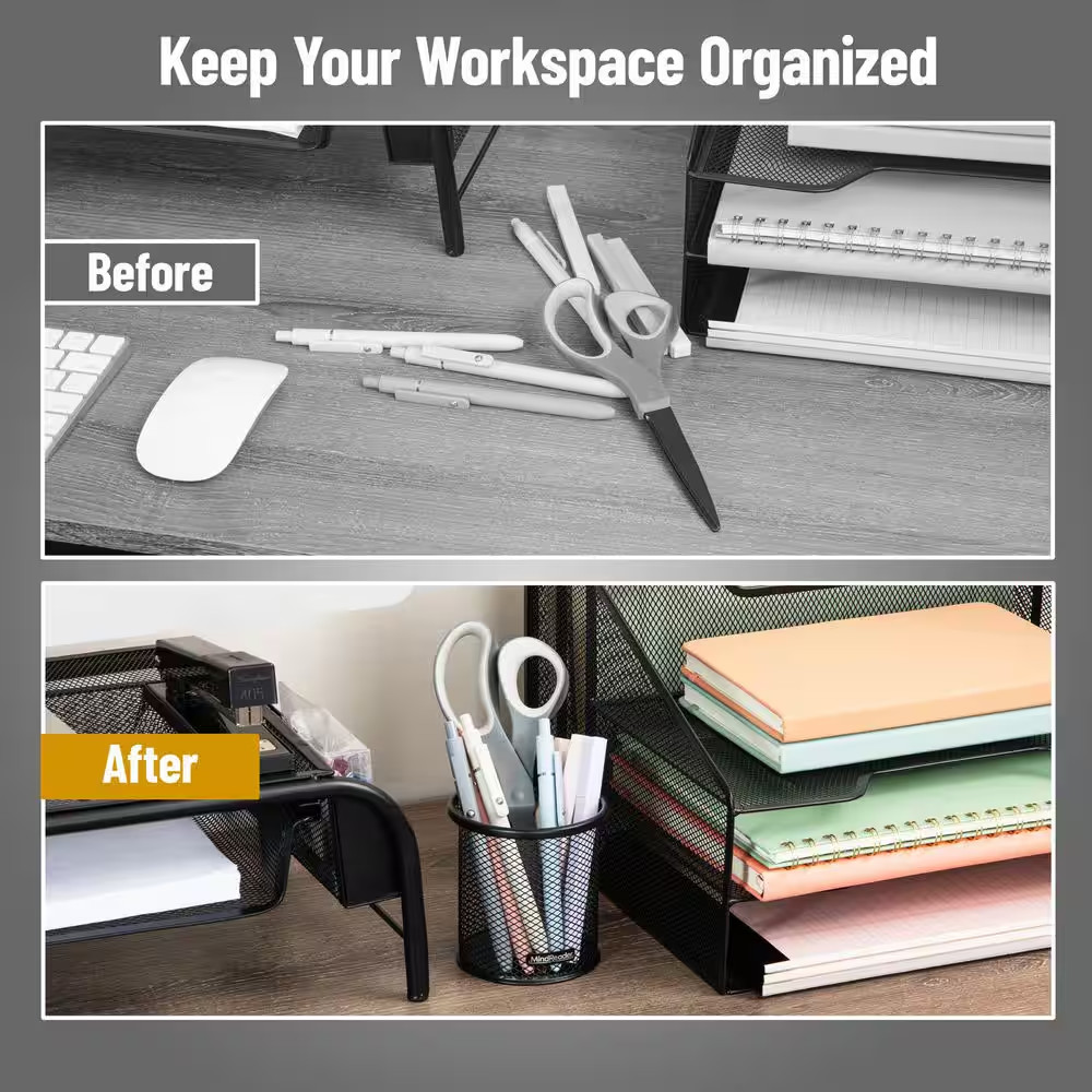 Pen and Accessories Holder, Desktop Organizer, Office, Metal Mesh, 3.5 In. L X 3
