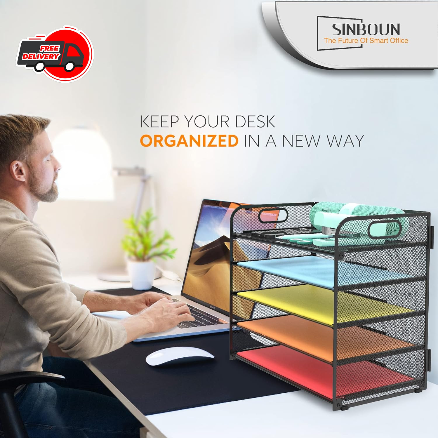 Letter Tray Paper Organizer 5-Tier Desk Organizer File Organizer Paper Holder wi
