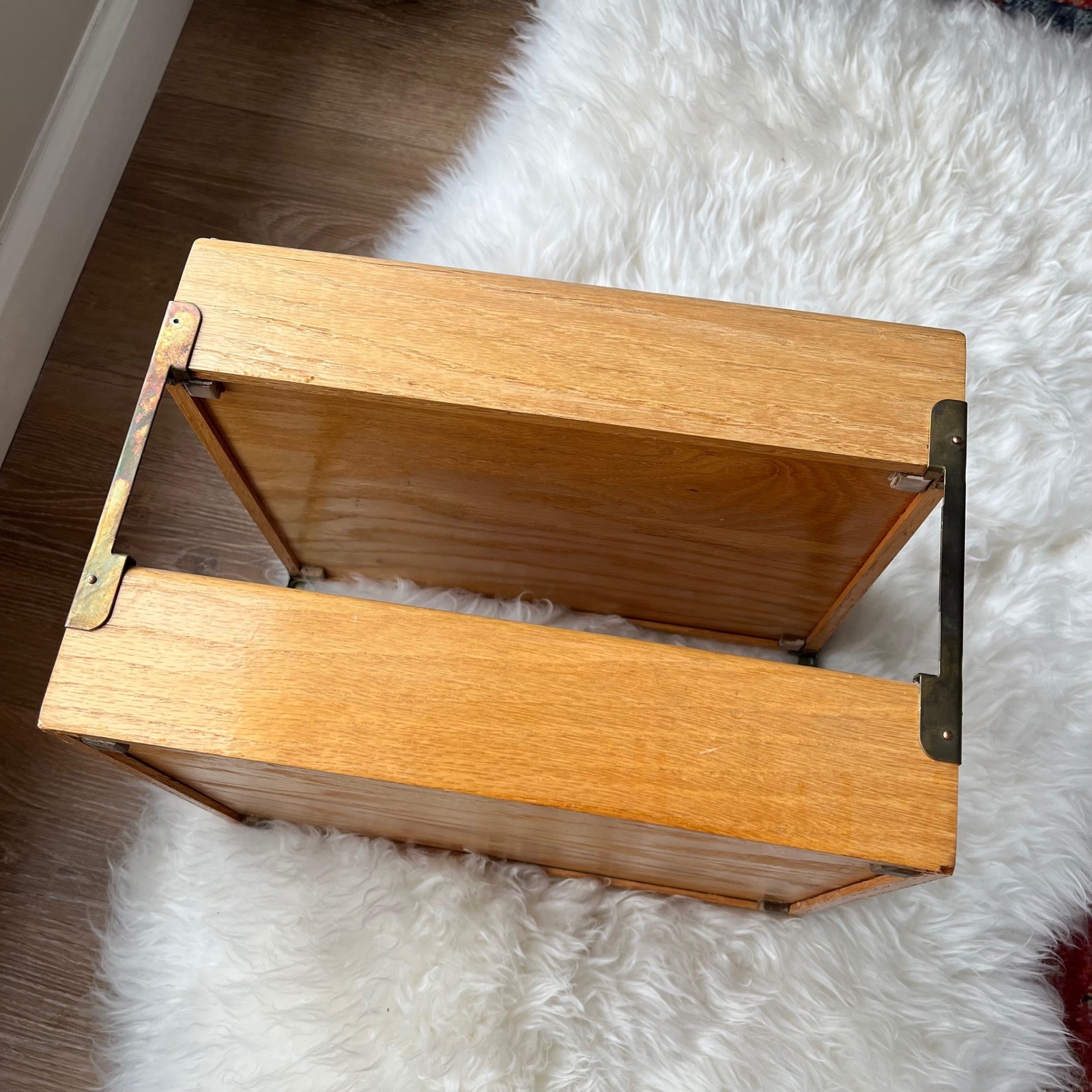 Vintage 2-Tiered Stacking Wood Desk In/Out Box