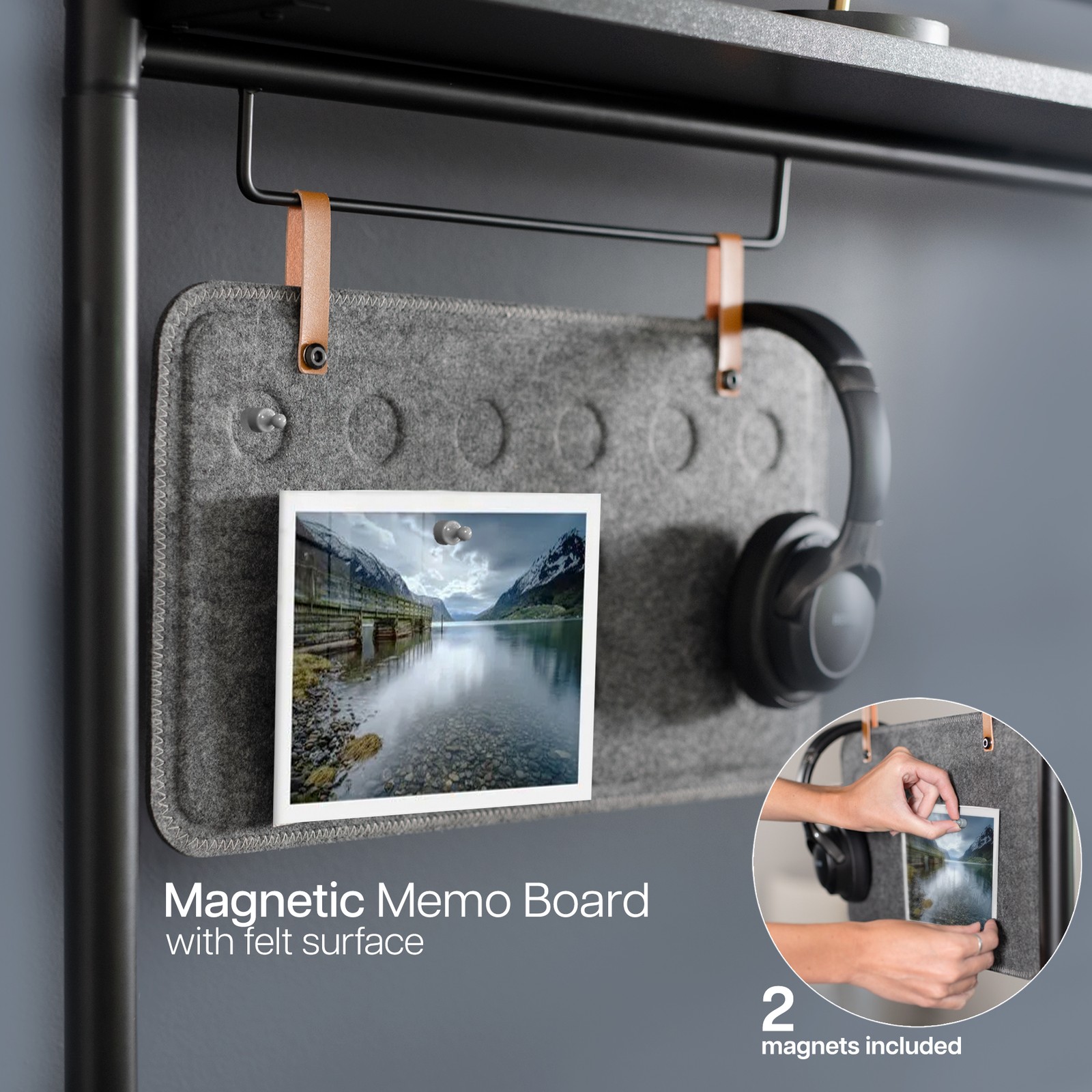 VIVO Clamp-on 38″ Desktop Shelving System with Magnetic Memo Board