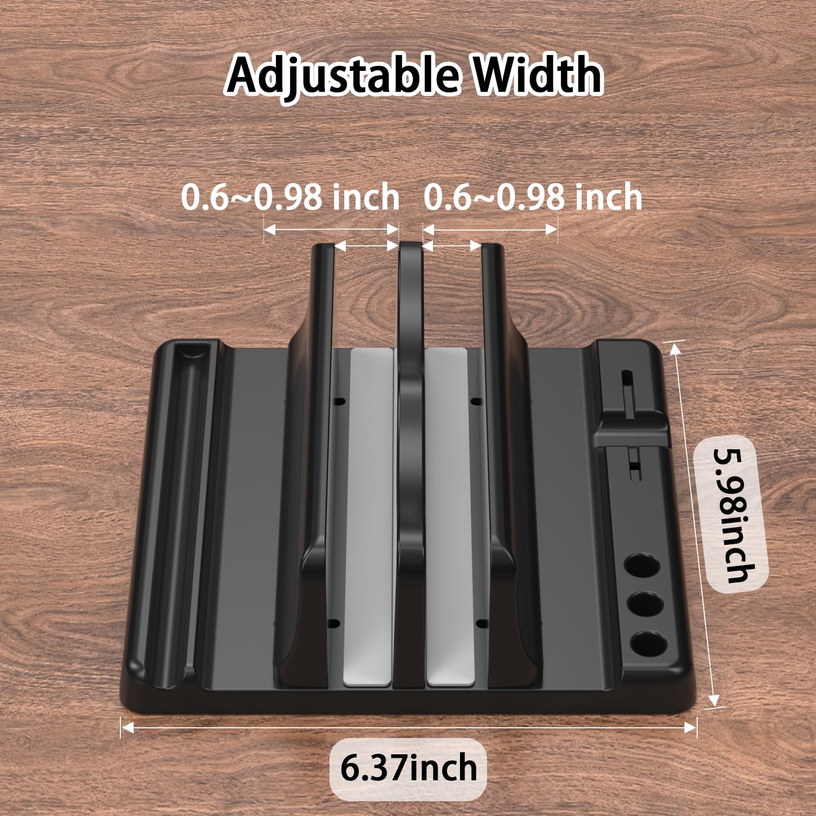 Ahonnpely Vertical Laptop Stand Holder – Adjustable ABS Plastic Black