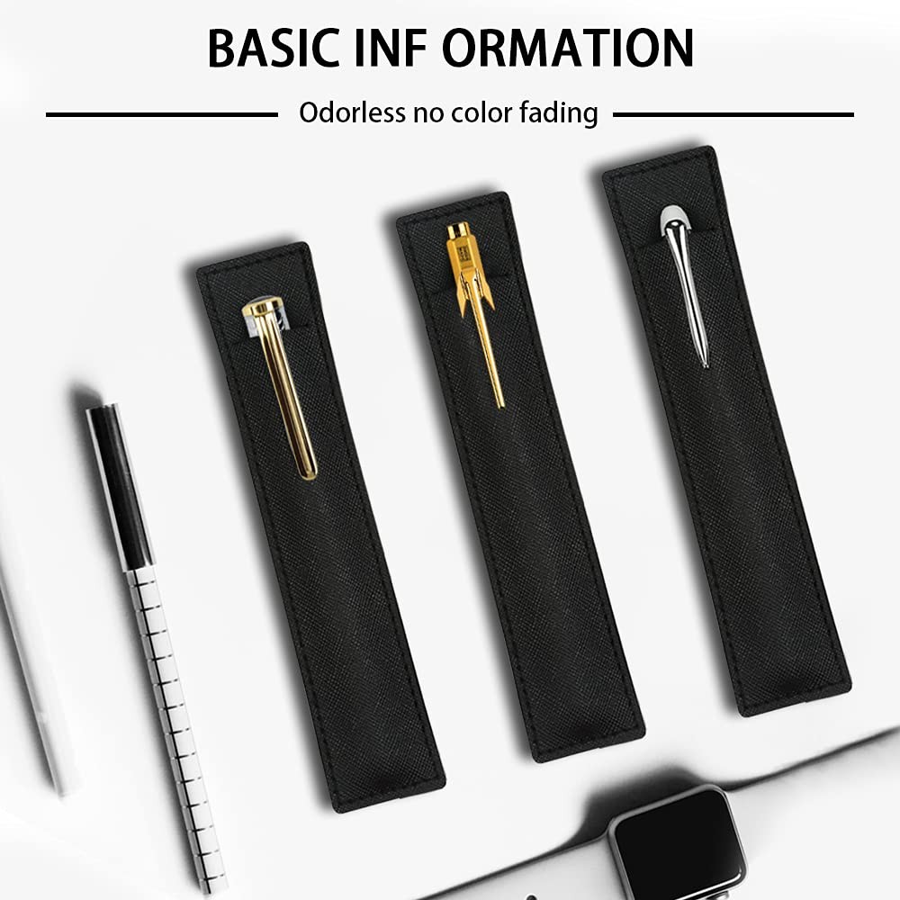 3 Pack Leather Pen Sleeve Holder Black