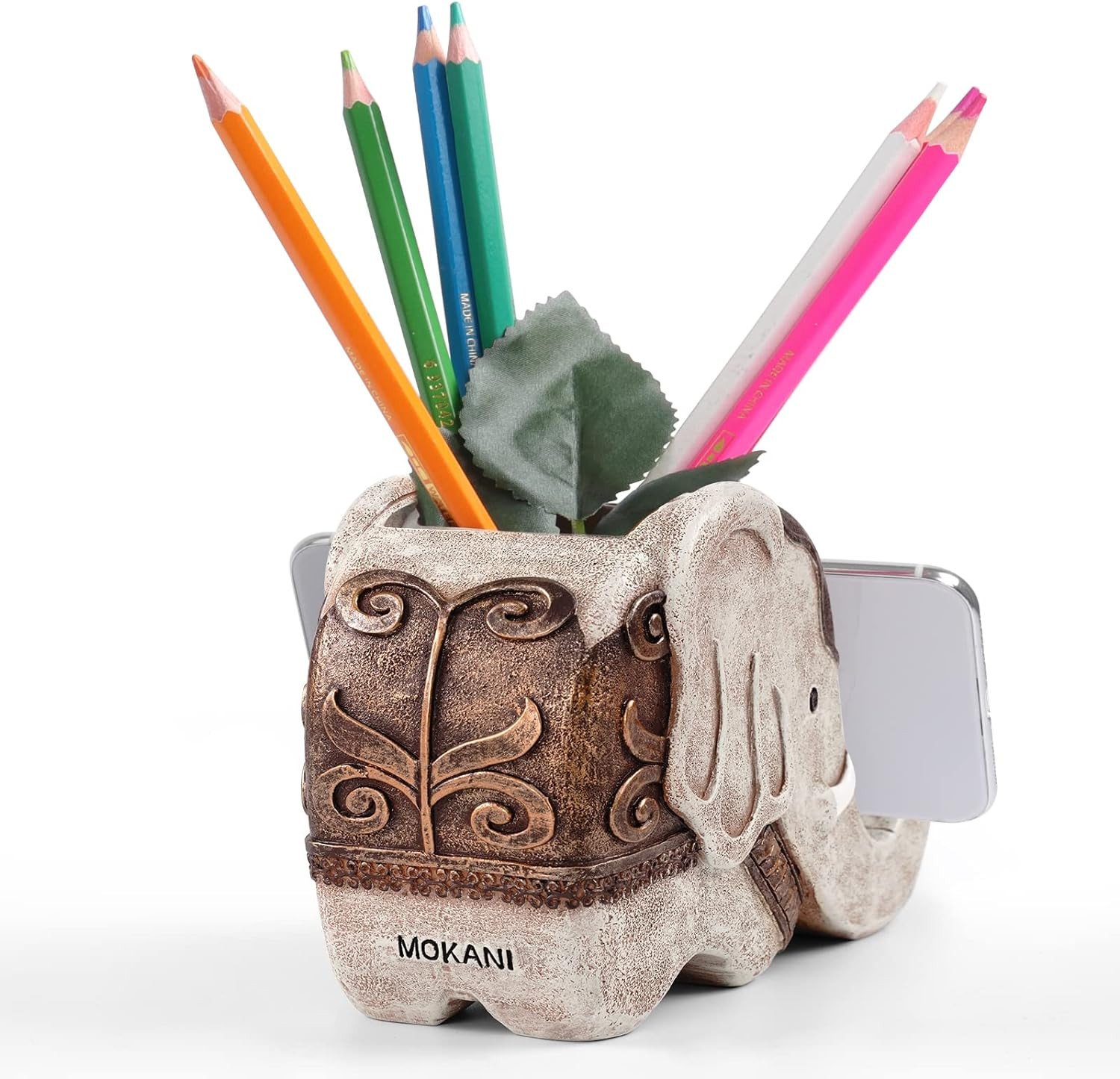 Pen Pencil Holder with Phone Stand, Multifunctional Elephant Shaped Desk Organiz