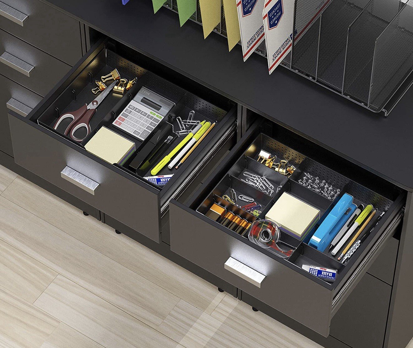 Simple Houseware Drawer Organizer Tray with 9 Adjustable Compartments, Black