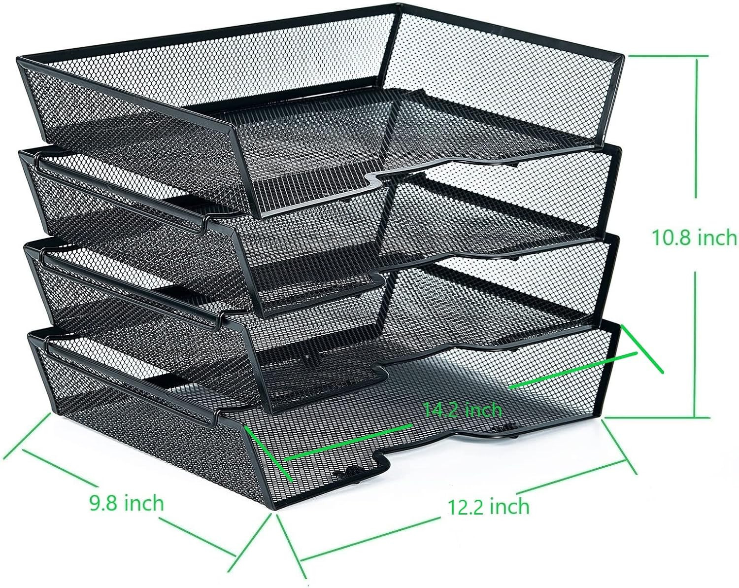 4 Tier Metal Letter Tray Desk Organizer-Stackable Paper Tray,Black | Desk Tray O