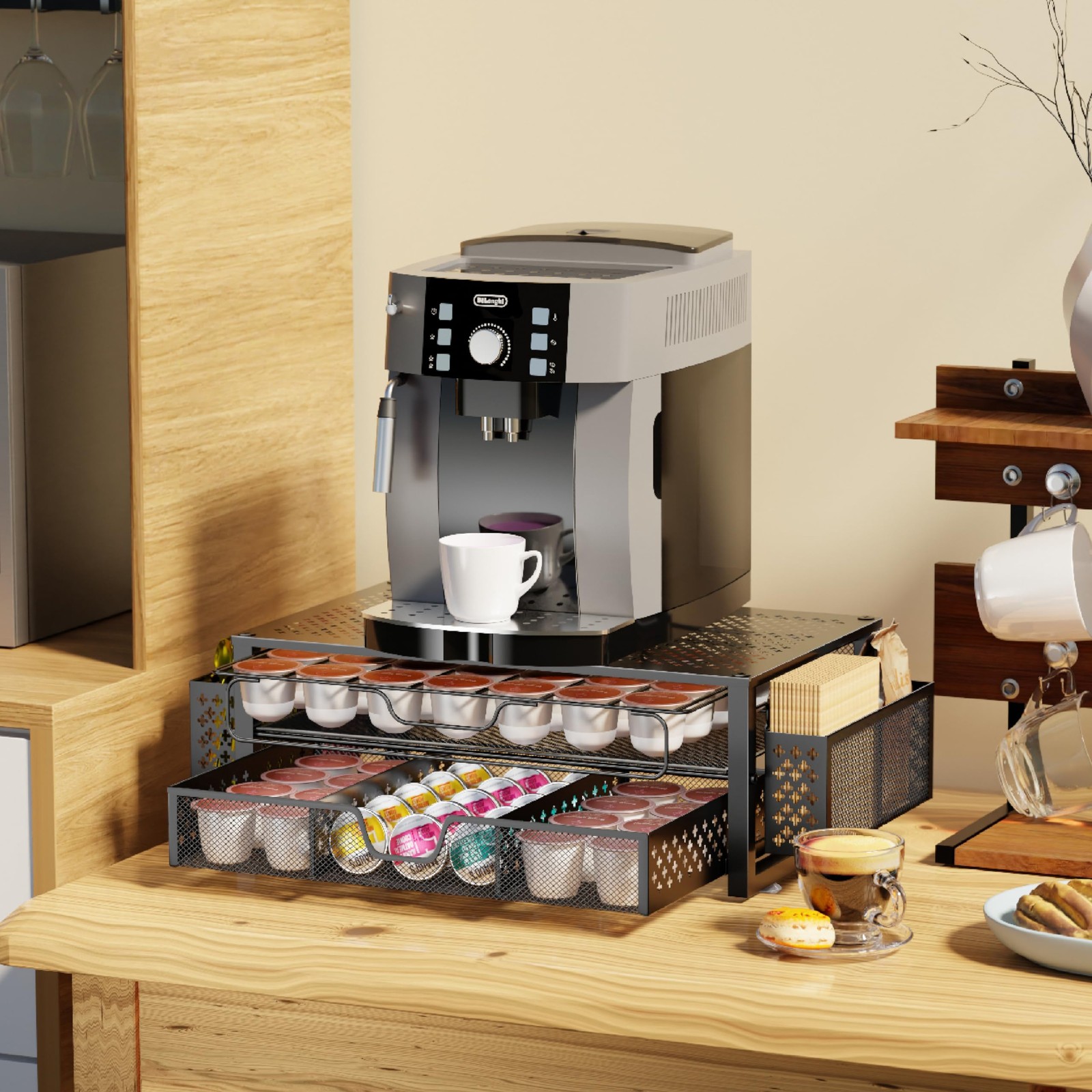 Simple Trending Coffee Pod Holder for K Cups, with 20″D x 10″W x 5.8″H, Black
