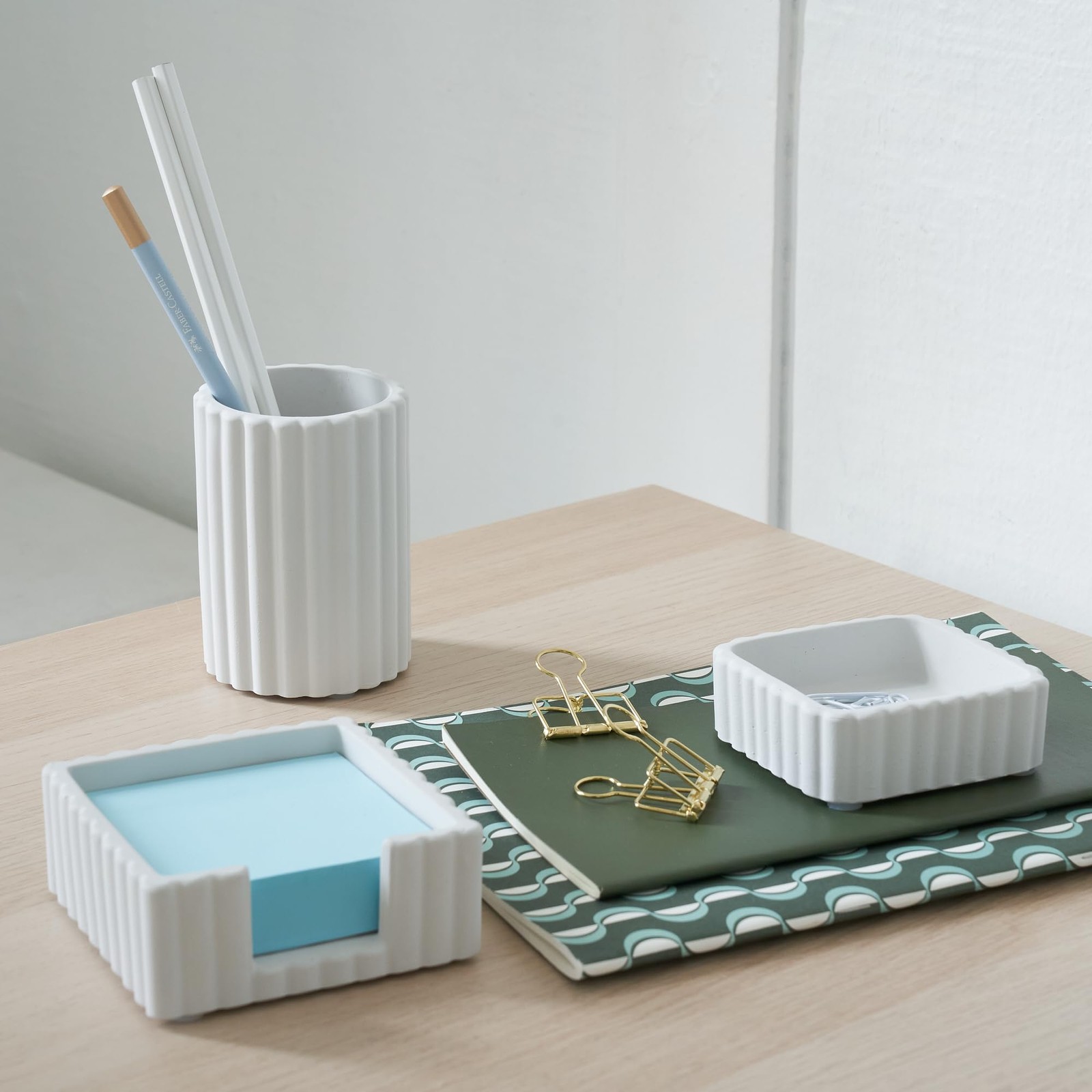 3 PCS Concrete Desk Accessory Set, Modern, Aesthetic, Pen Organizer, Office