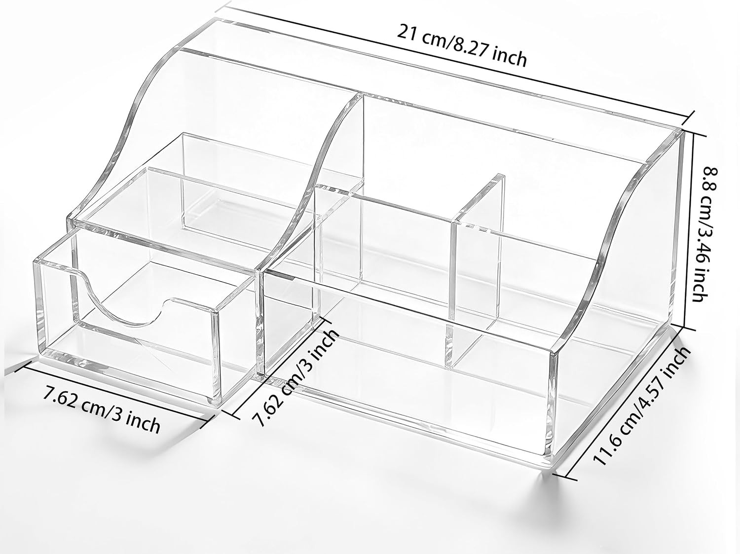 Acrylic Desk Organizer with Drawer, Pen & Pencil Holder, Multifunctional Desktop
