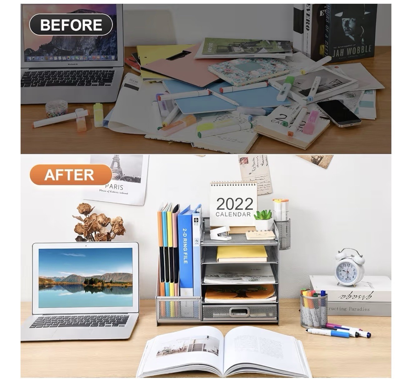 Mesh Desk Organizer 5-Tier Letter Tray File Holder Drawer Pen Cup Silver