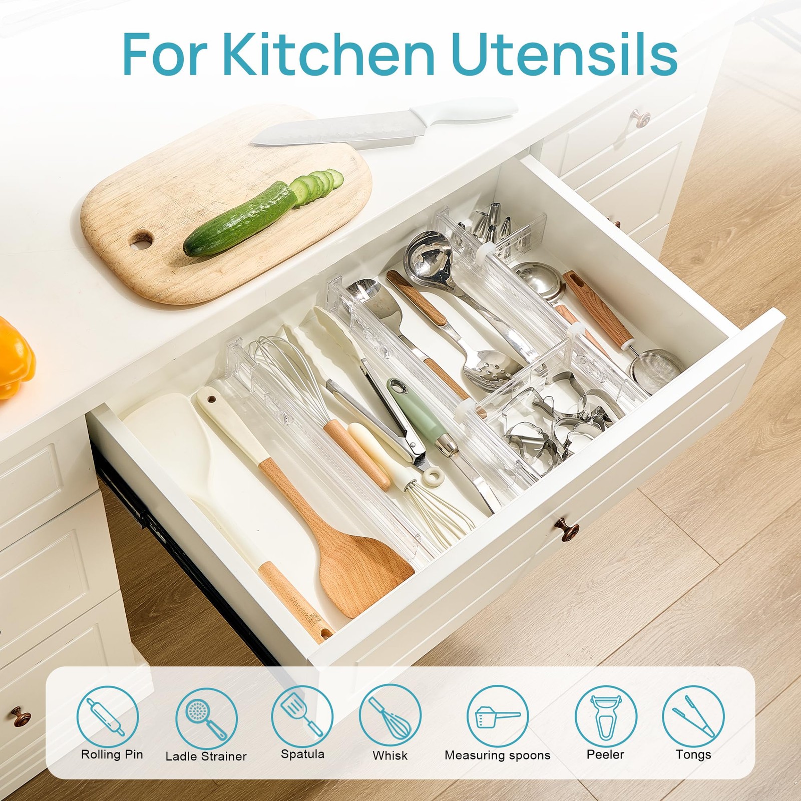 Vtopmart 2.36” Drawer Dividers with Short-2.36″ Inserts, Clear