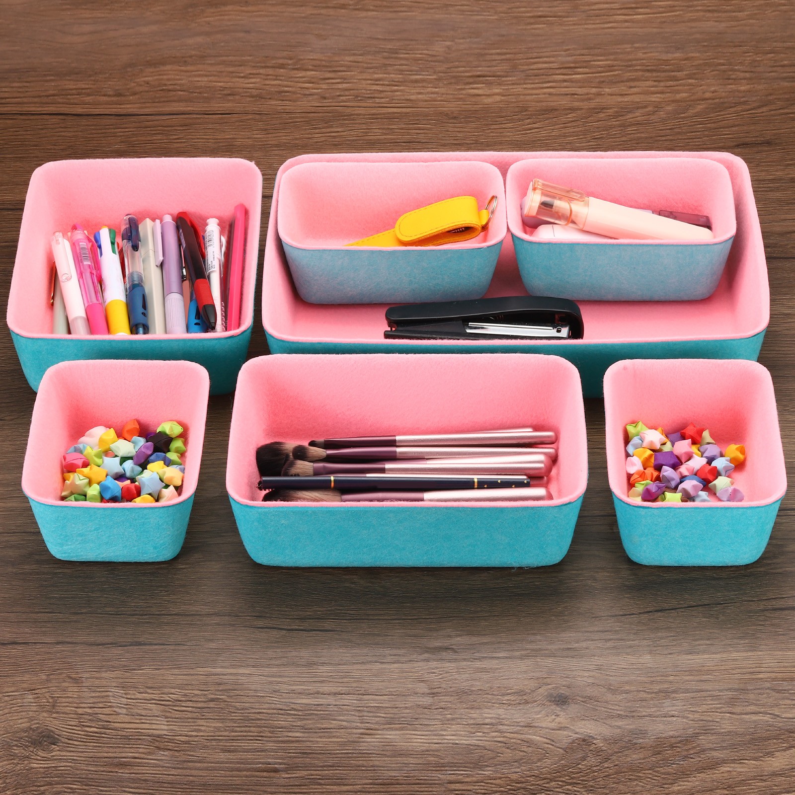 7X Felt Drawer Organizer Desk Drawers Organizers Tray, Light Gray