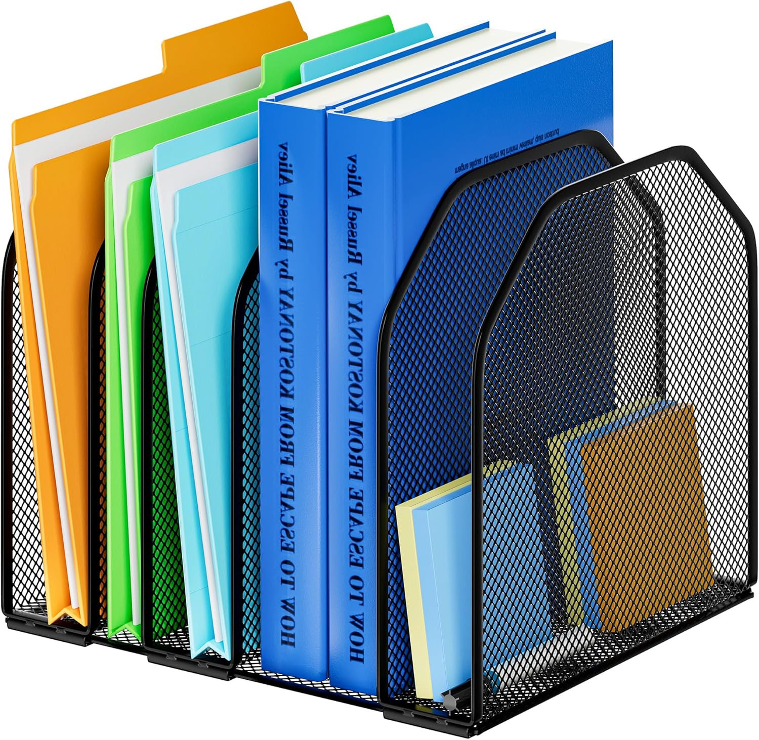 Desk File Organizer Adjustable 5 Sections Upright Desktop Organizer File Sorter