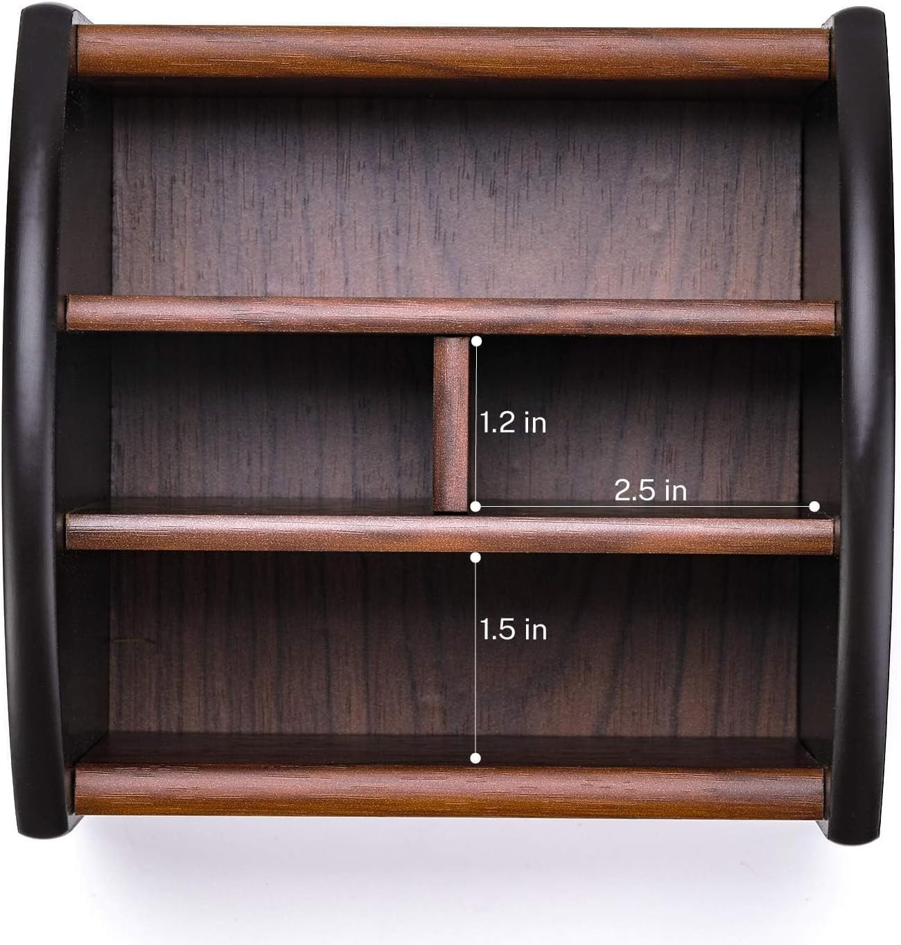 Remote Control Holder Caddy, Wooden Desk Organizer with 4 Compartments, Multifun