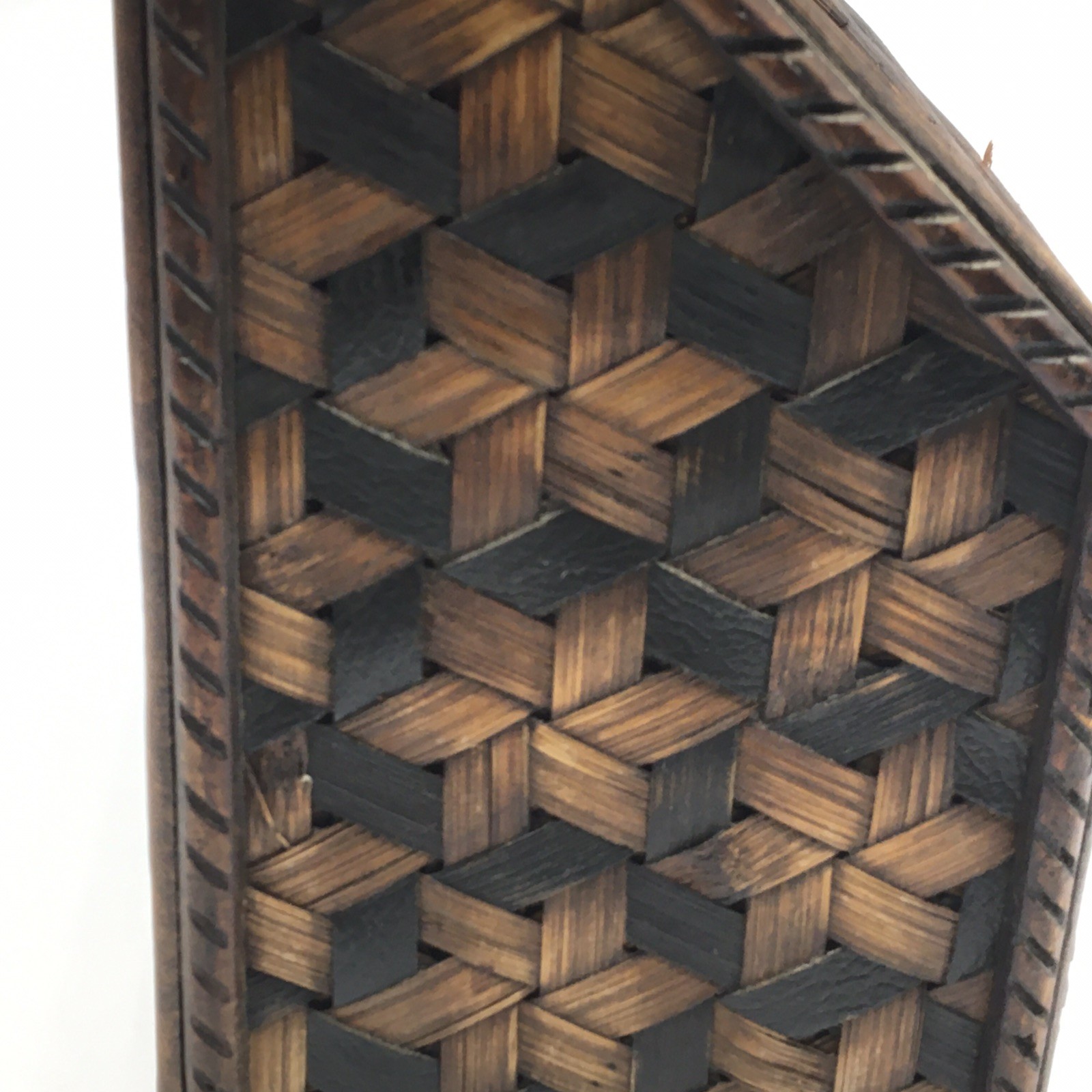 Vtg Wood + Woven Bamboo Desk Organizer Divider 2 Drawers Letter Holder Utensils