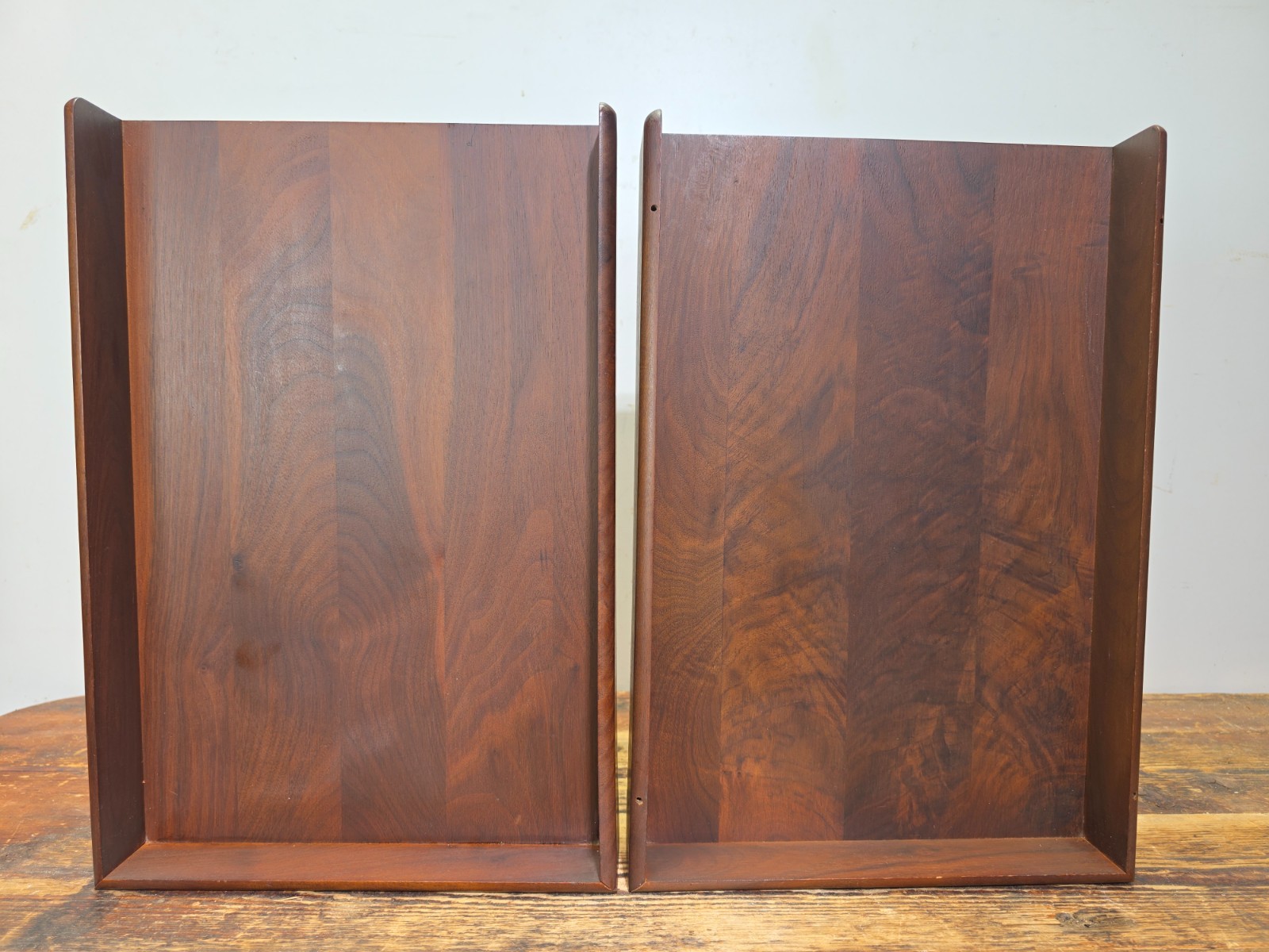 Vintage Carver Wood Products Desk Letter Tray 2 Tier Cherry Oak MCM Damage USA