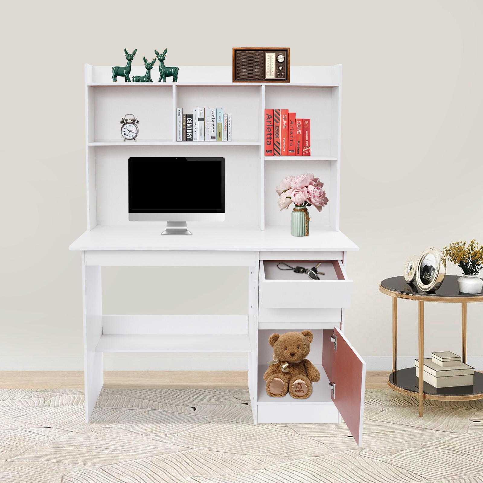Home Office Desk, Modern Computer Desk, Rectangular Wood Office Desk