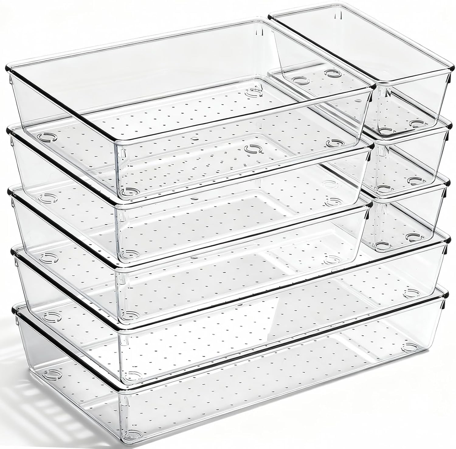 8 Pack Large Clear Plastic Drawer Organizer Bins – Acrylic Bathroom Drawer Or…